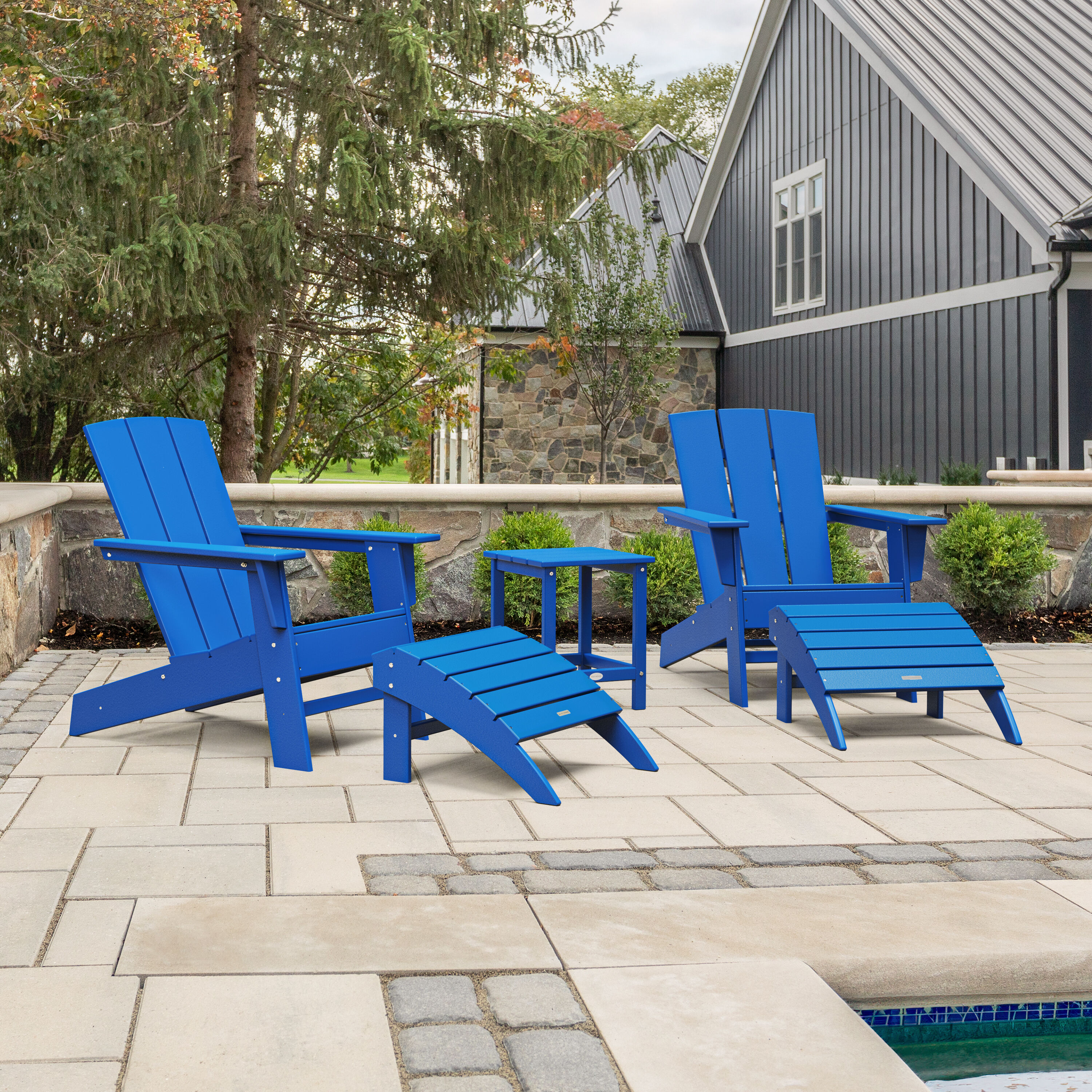 allen + roth by POLYWOOD PWS2726-1-PB Oakport 5 -Piece Patio Conversation Set