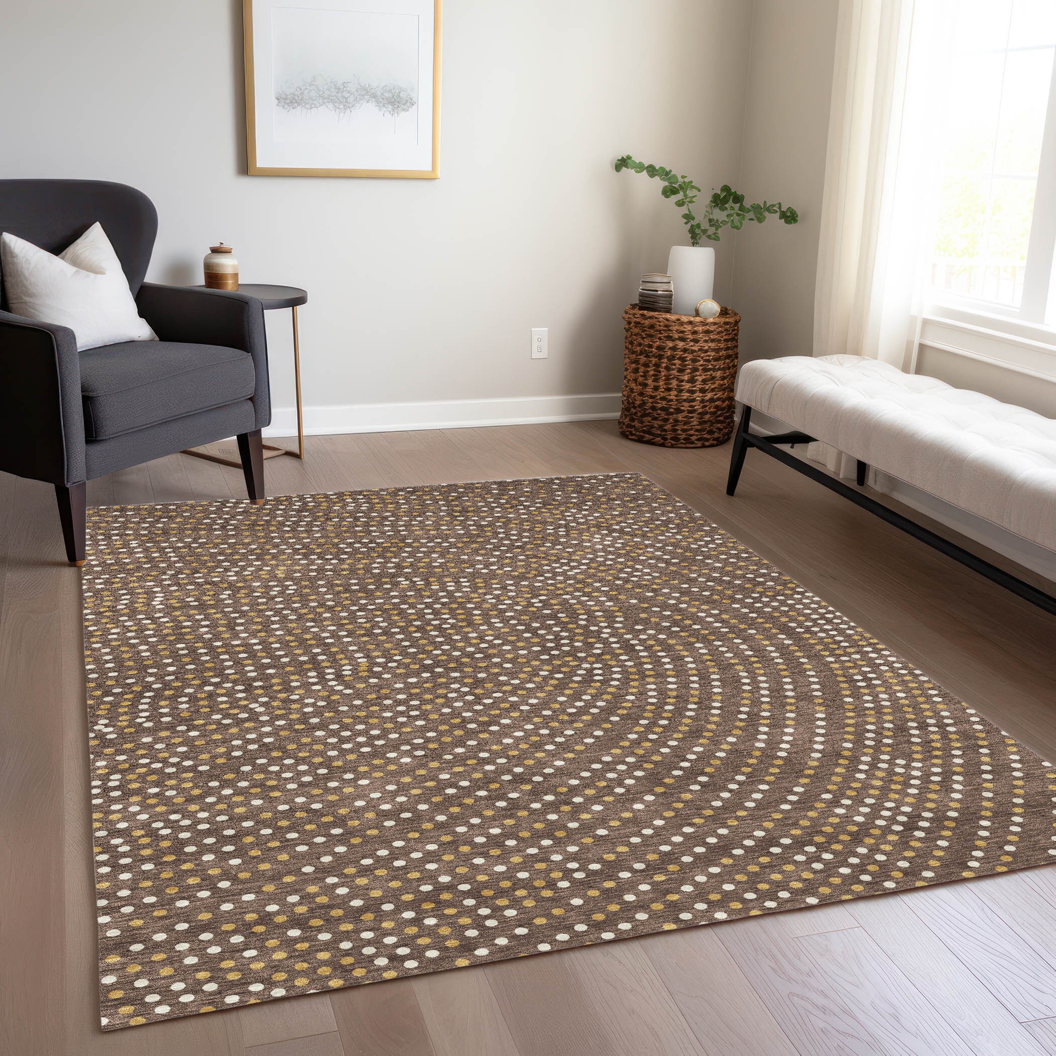 Addison Rugs ACN1021BR8X10 Chantille ACN1021BR 8 x 10 (ft) Polyester Brown Rectangular Indoor/Outdoor Geometric Machine washable Area rug