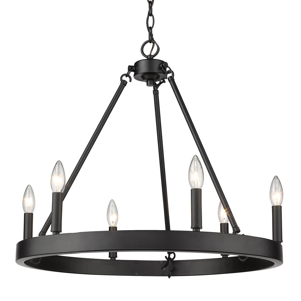 Alastair Matte Black 6-Light Transitional Wagon Wheel Chandelier