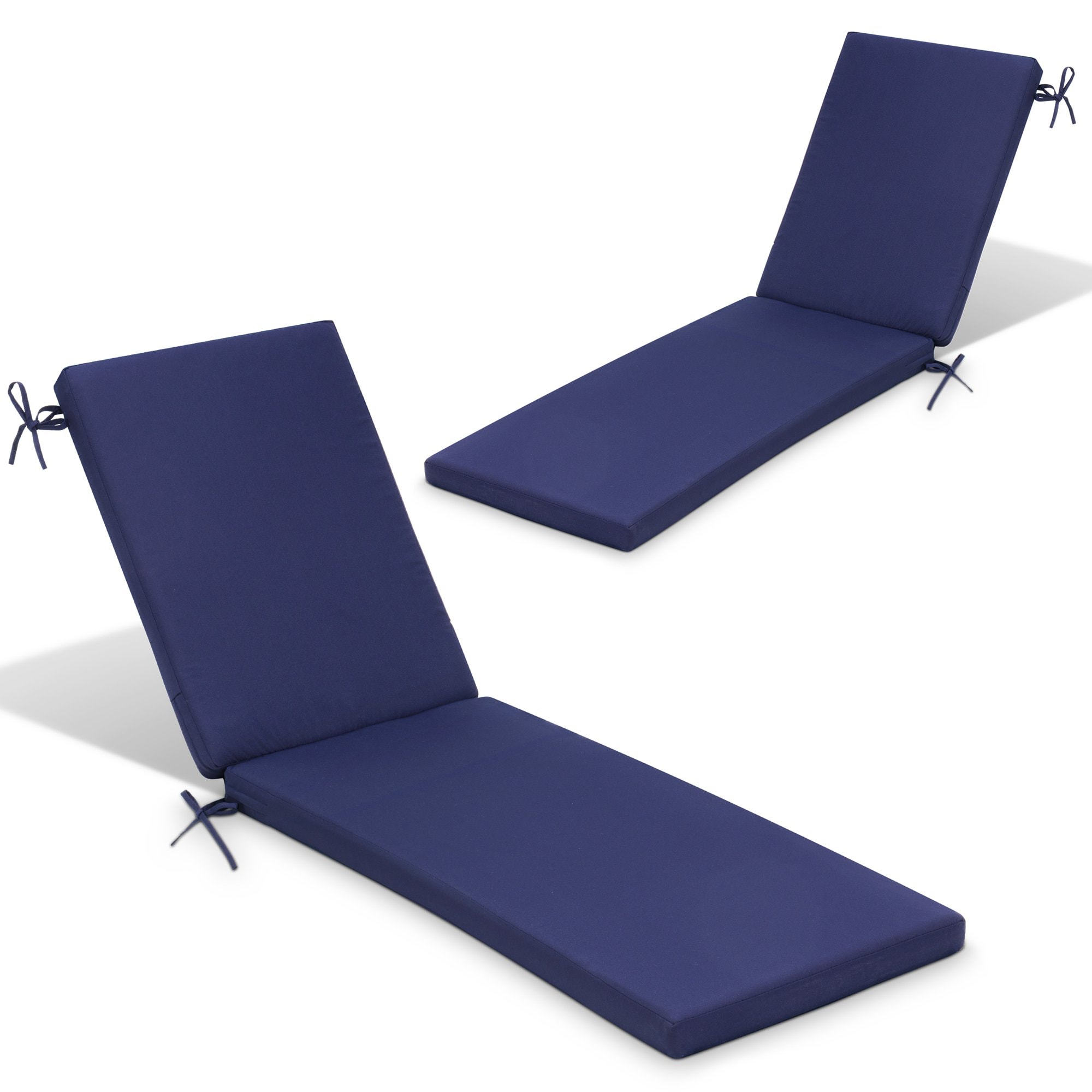 CloudFly CL-CU001NAV-2 2 pc outdoor lounge chair cushion 43.7-in x 21-in 2 -Piece Navy Blue Patio chaise lounge chair cushion