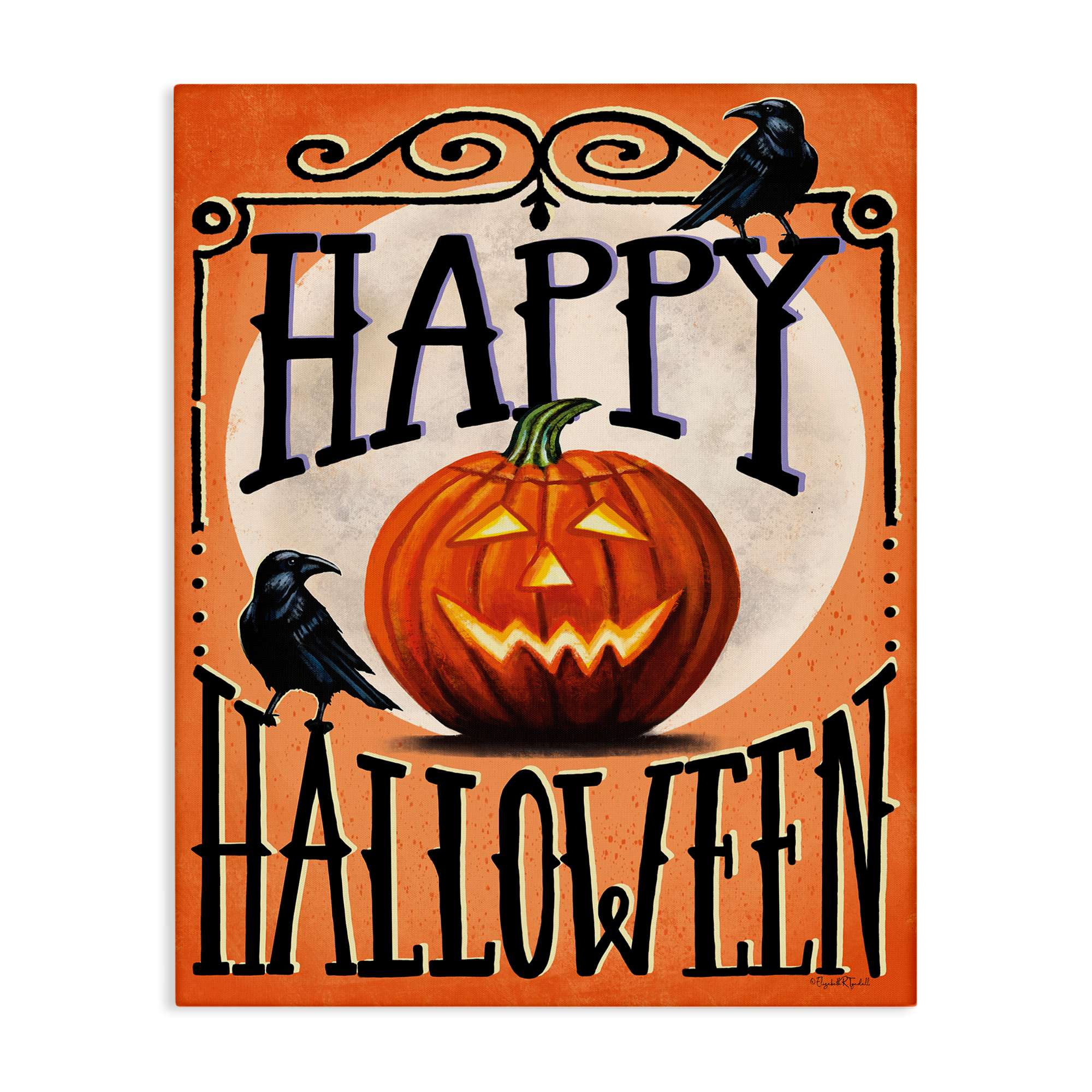 Stupell Industries BS-668-CN-30X40 Happy Halloween with Crows Canvas Wall Art By Elizabeth Tyndall 30 x 40