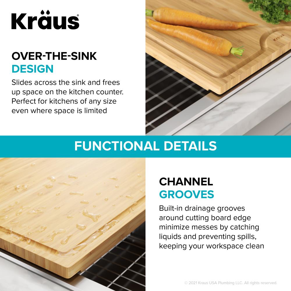 KRAUS 18.5 in. x 12 in. Rectangle Organic Solid Bamboo Cutting