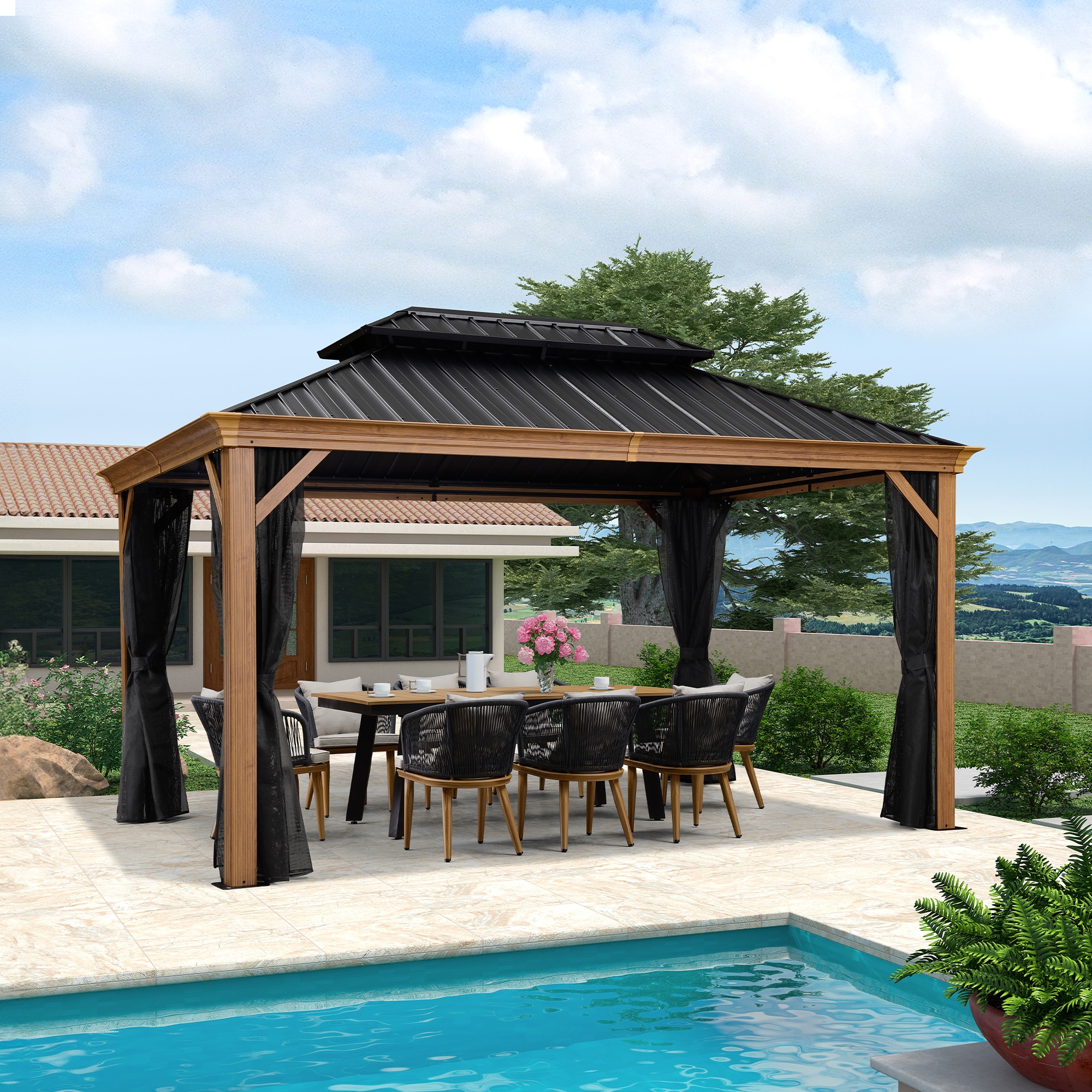 PURPLE LEAF LS06WHTG1014 Wood-Resin-Gazebos - View #3