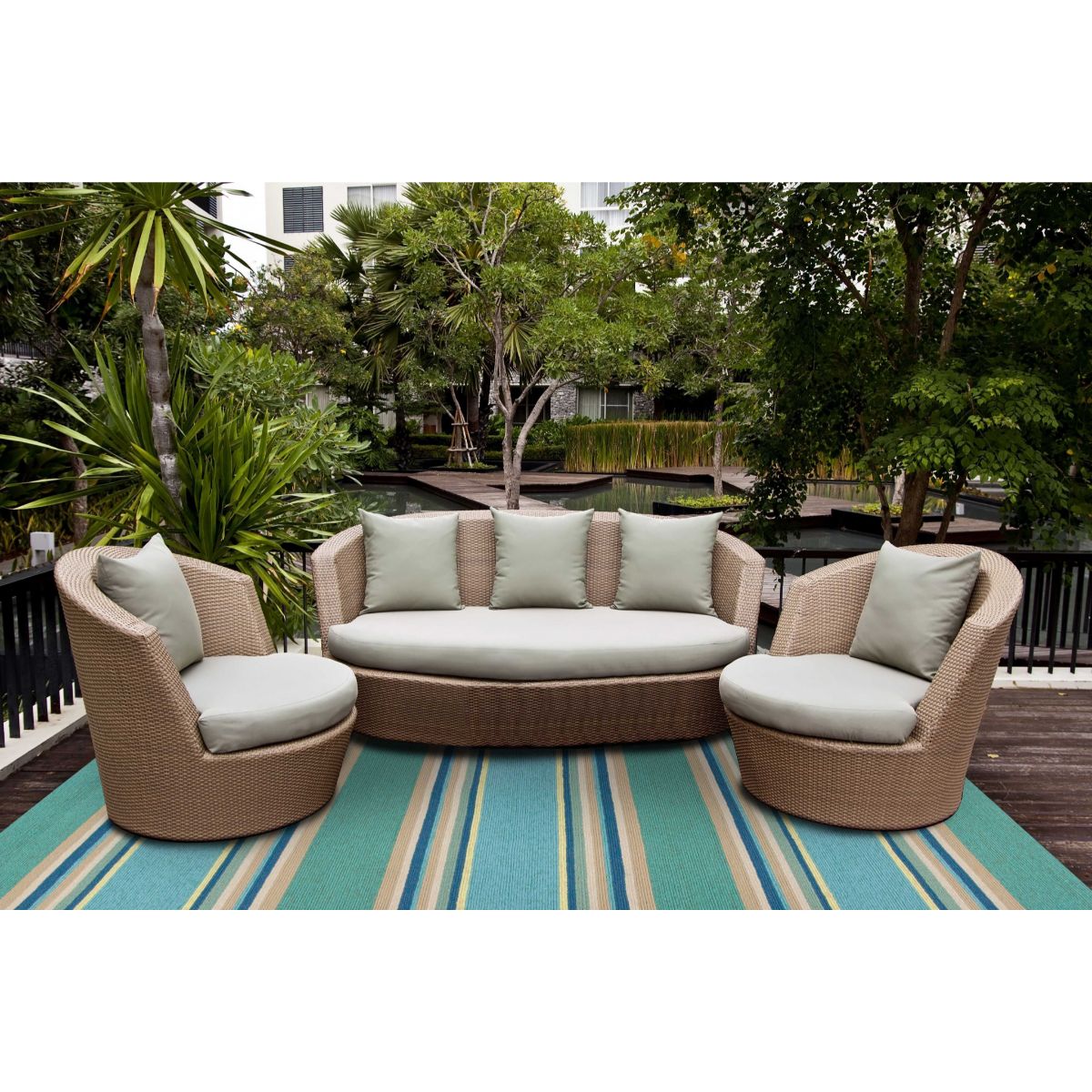 HomeRoots 349926 Bernadette 7 X 9 (ft) Rag Ocean Blue Indoor Stripe Area Rug