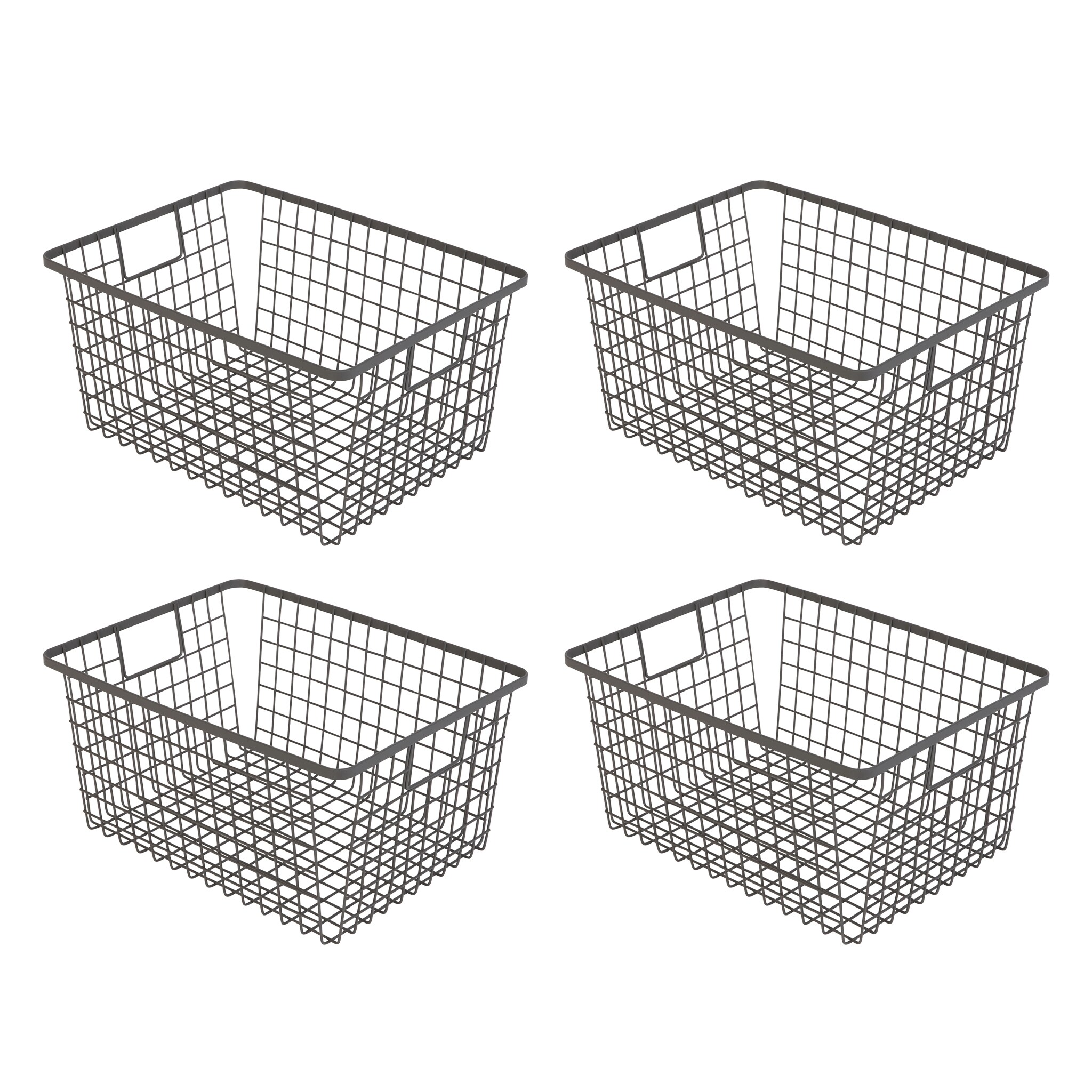 Smart Design 4-Pack (9-in W x 6-in H x 12-in D) Gunmetal Steel Basket ...