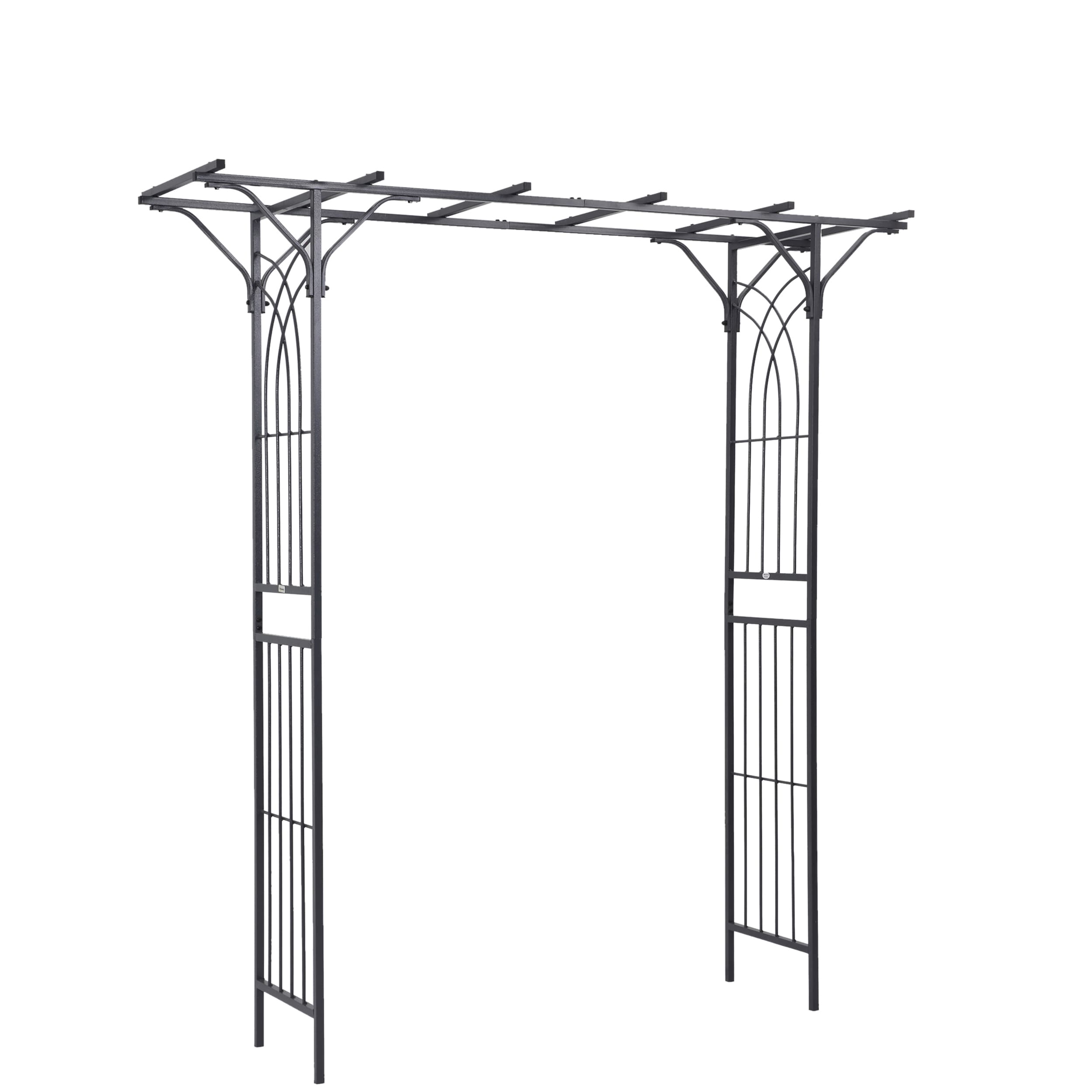 AHIOU HOME ZAAHG-P174414GA Downey 6.4-ft W x 6.9-ft H Flat Gray Steel Garden Arbor