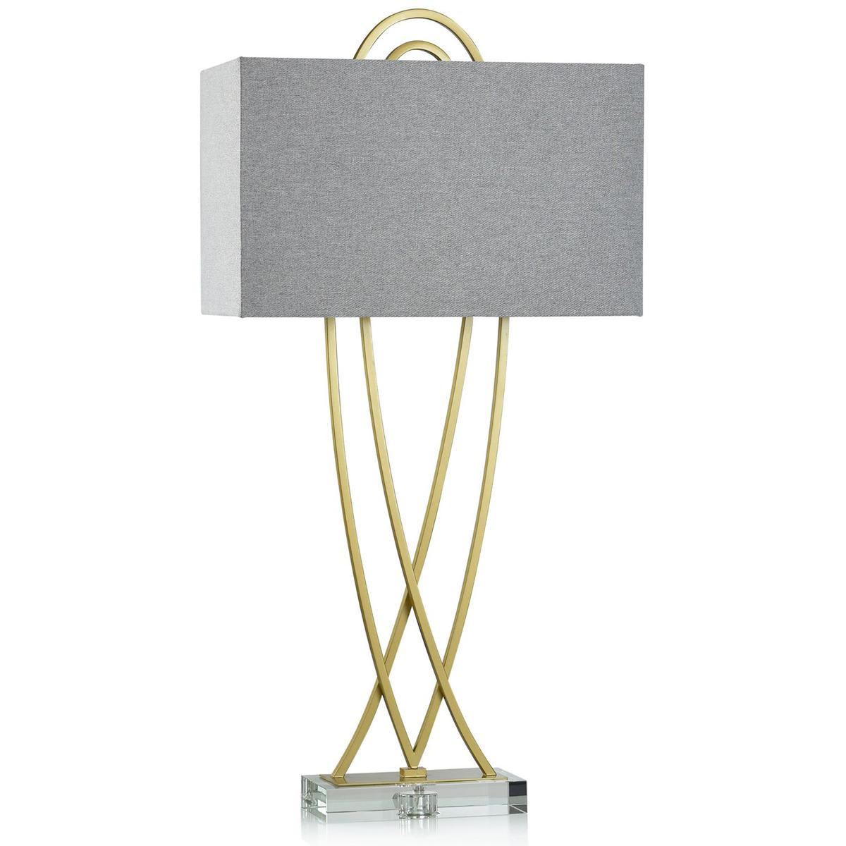 HARP & FINIAL Harp and Finial HFL331647DS Vida Table Lamp Brass/Clear/Heathered Grey