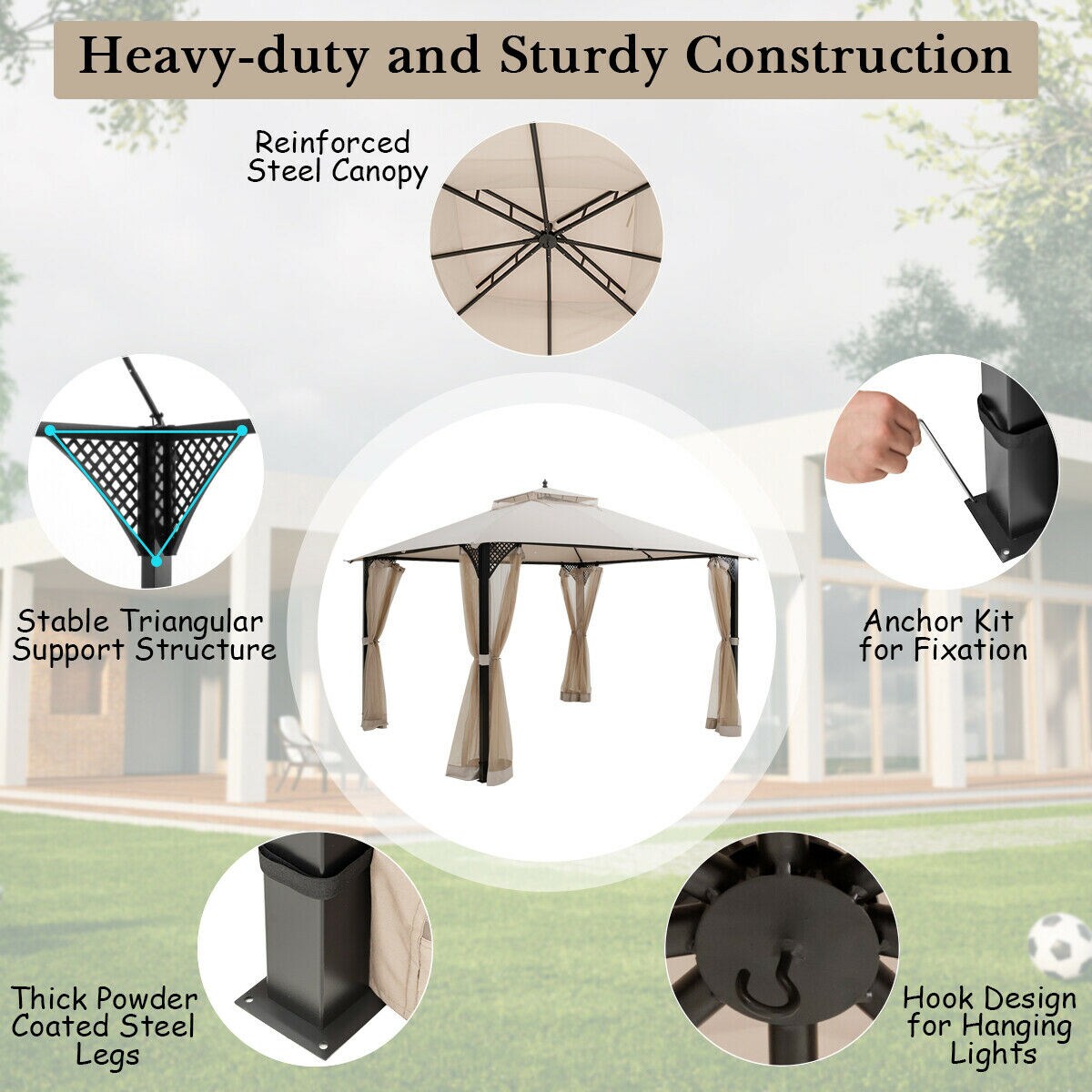 Forclover HYFE-70382BE Wood-Resin-Gazebos - View #5