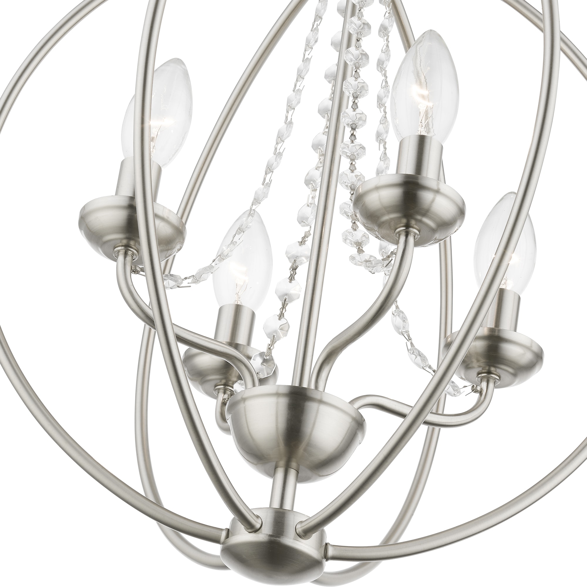 Arabella Brushed Nickel and Crystal 4-Light Chandelier