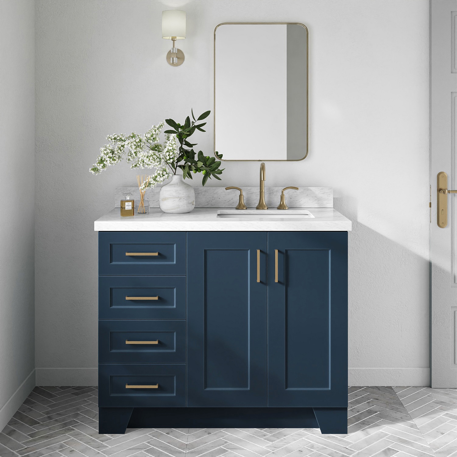 ARIEL Taylor Undermount Single and Double Sink Bathroom Vanity with Quartz or Marble Top