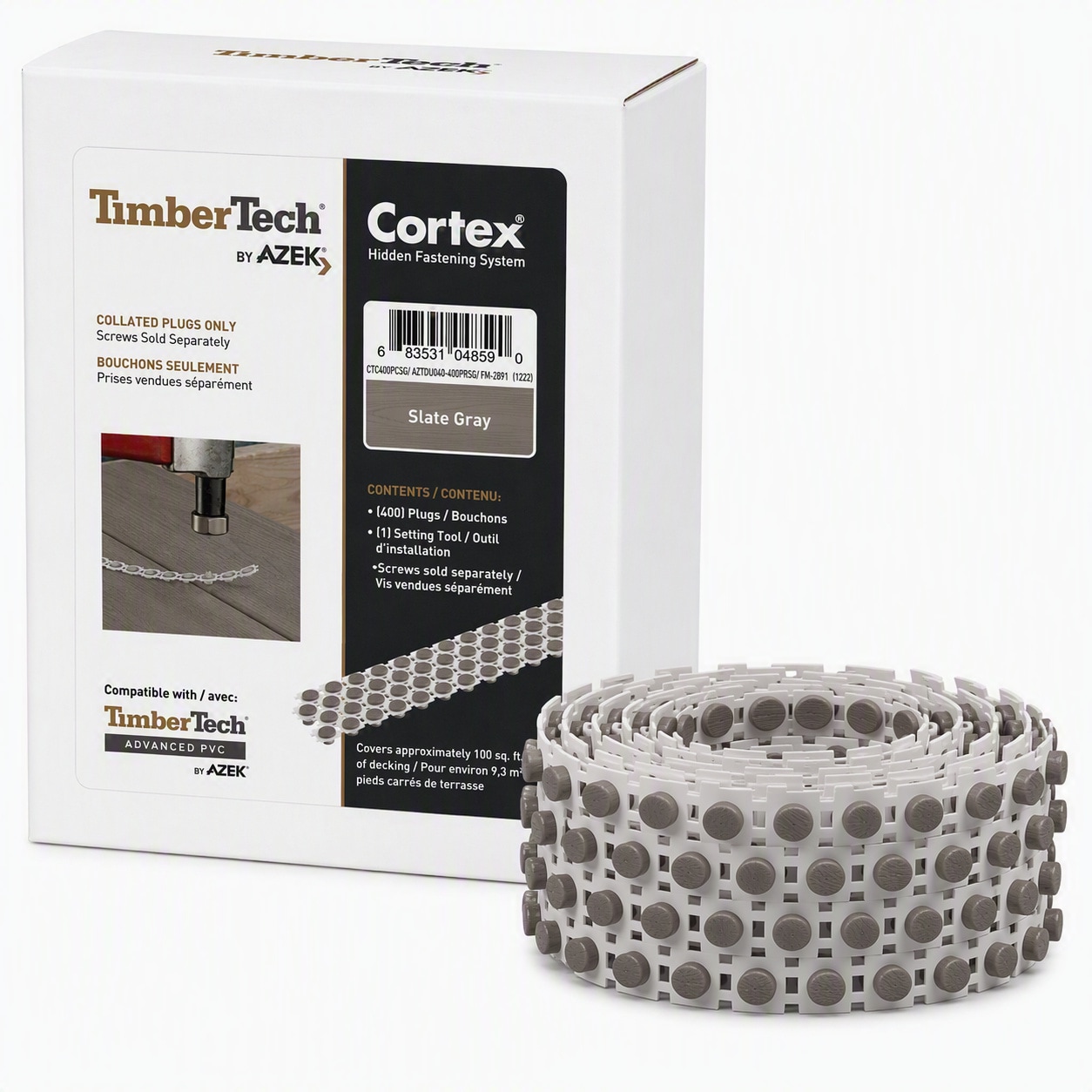TimberTech Collated Cortex 400 Plug Pack Harvest Slate Gray (1 bit) in ...