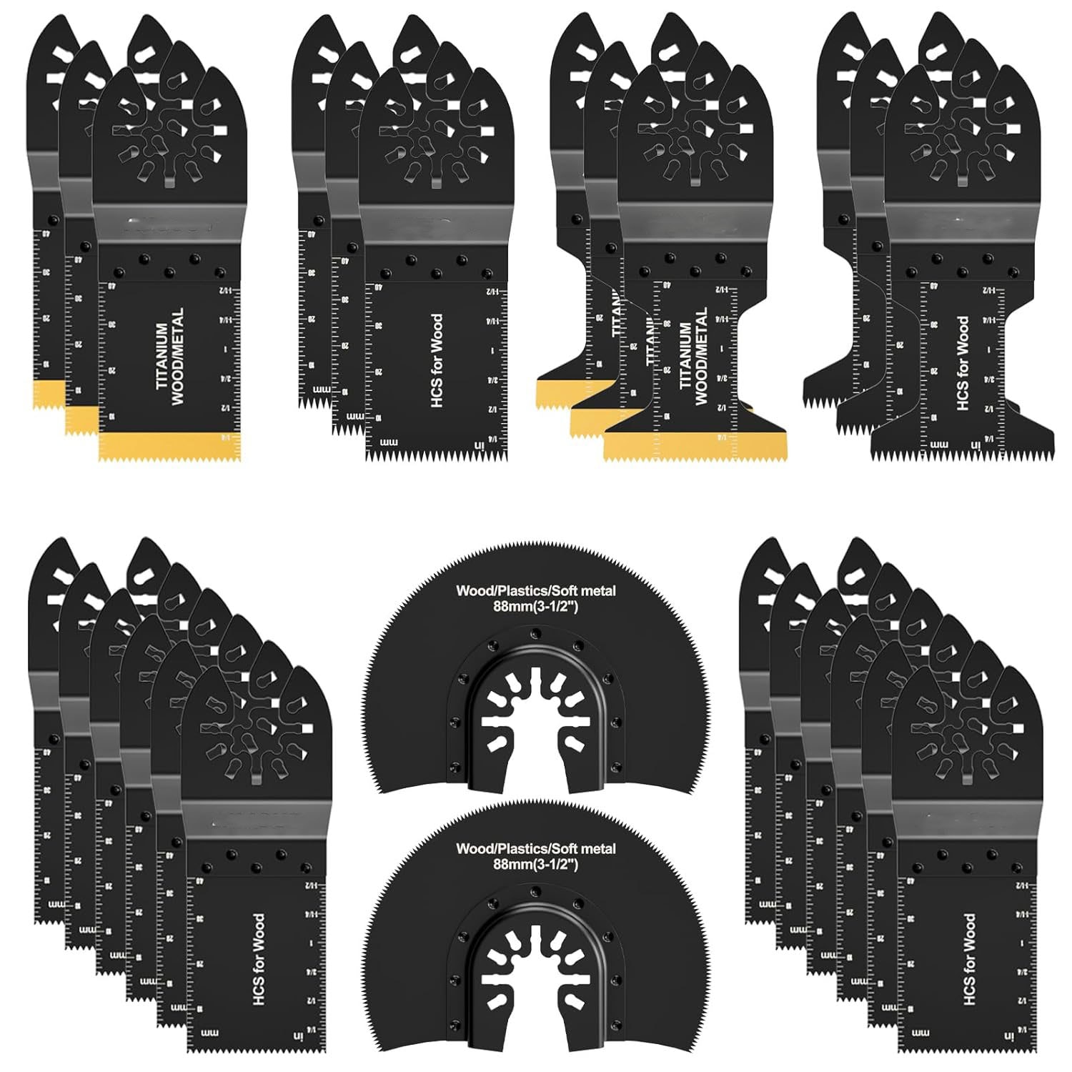 Etokfoks  26pcs Titanium Oscillating Saw Blades Multitool with High Quality Cutting for Wood Plastics Metal 1 Pack