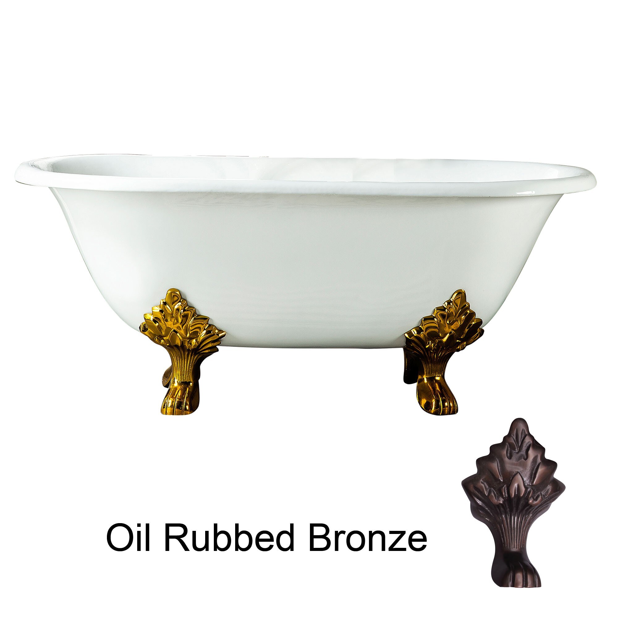 Barclay -  CTDRN61LP-WH-ORB 61 inch Cast Iron Double Bathtub With Lion Paw Feet