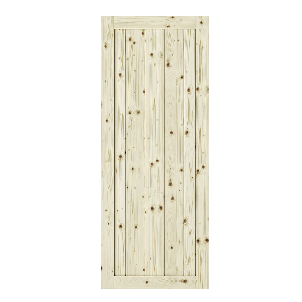 RELIABILT RDR38-33-ECOM 32-in x 84-in Natural Unfinished Pine Wood Solid core Single Barn Door (Hardware Not Included)