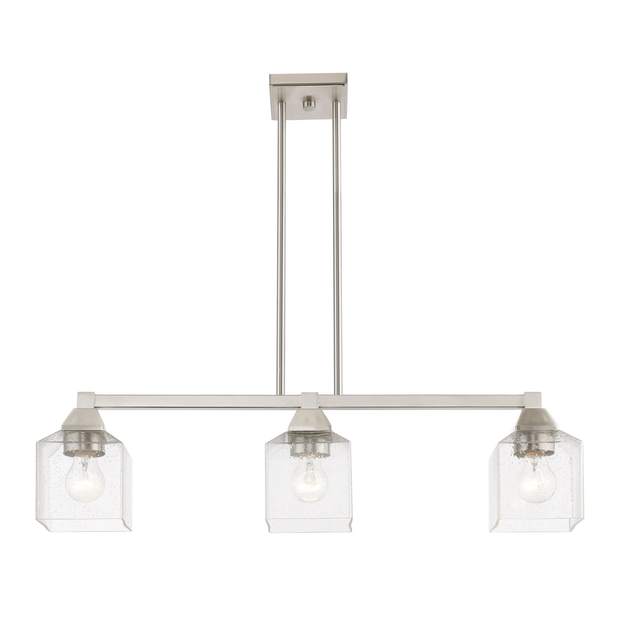 Aragon Brushed Nickel 3-Light Linear Chandelier with Clear Seeded Glass