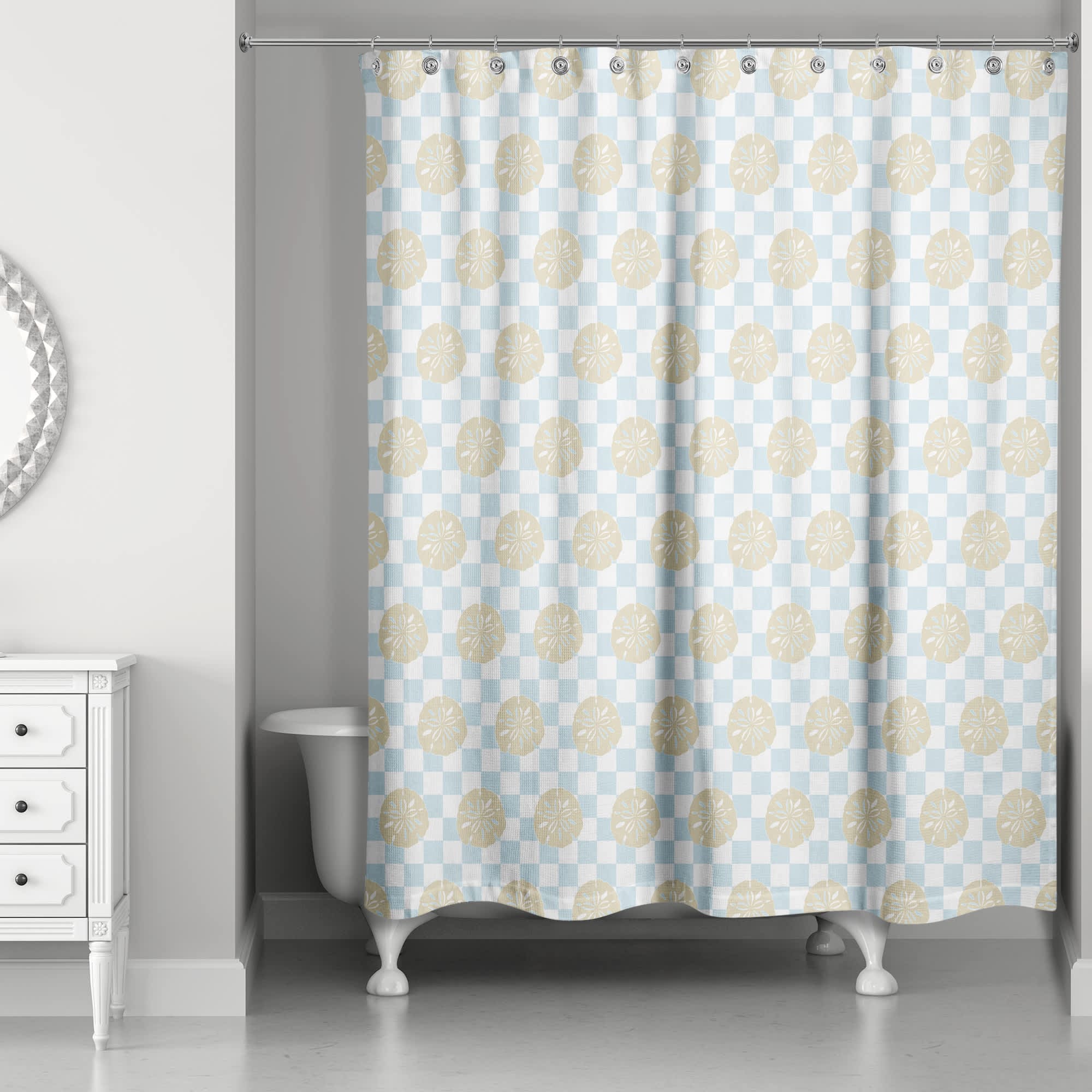 Creative Products Sand Dollar Check 71 x 74 Shower Curtain in the ...