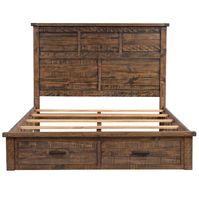 Clihome Rustic Reclaimed Solid Wood, Sommerford King Panel Storage Bed