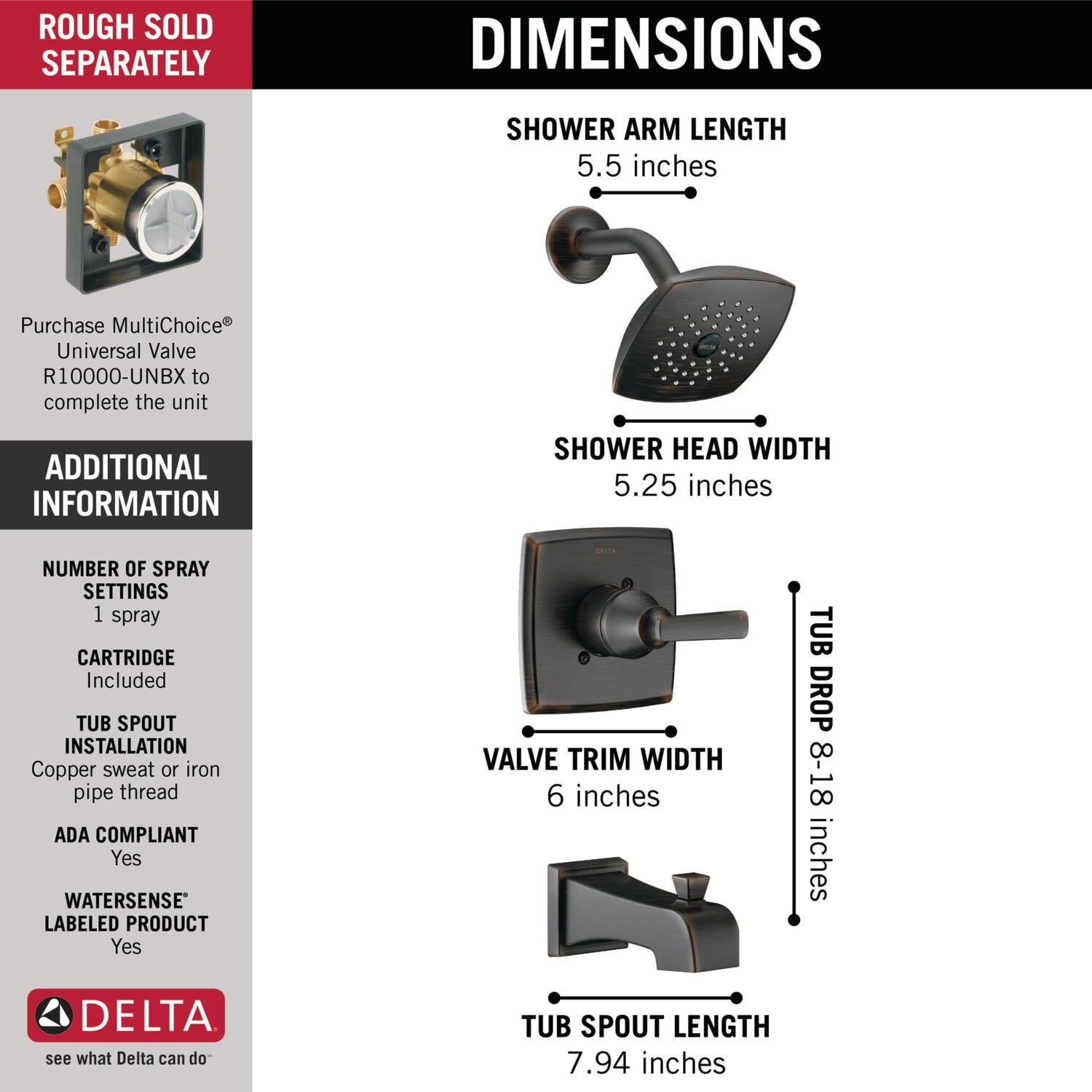Delta T14464-RB Tub-Shower-Faucets - View #3