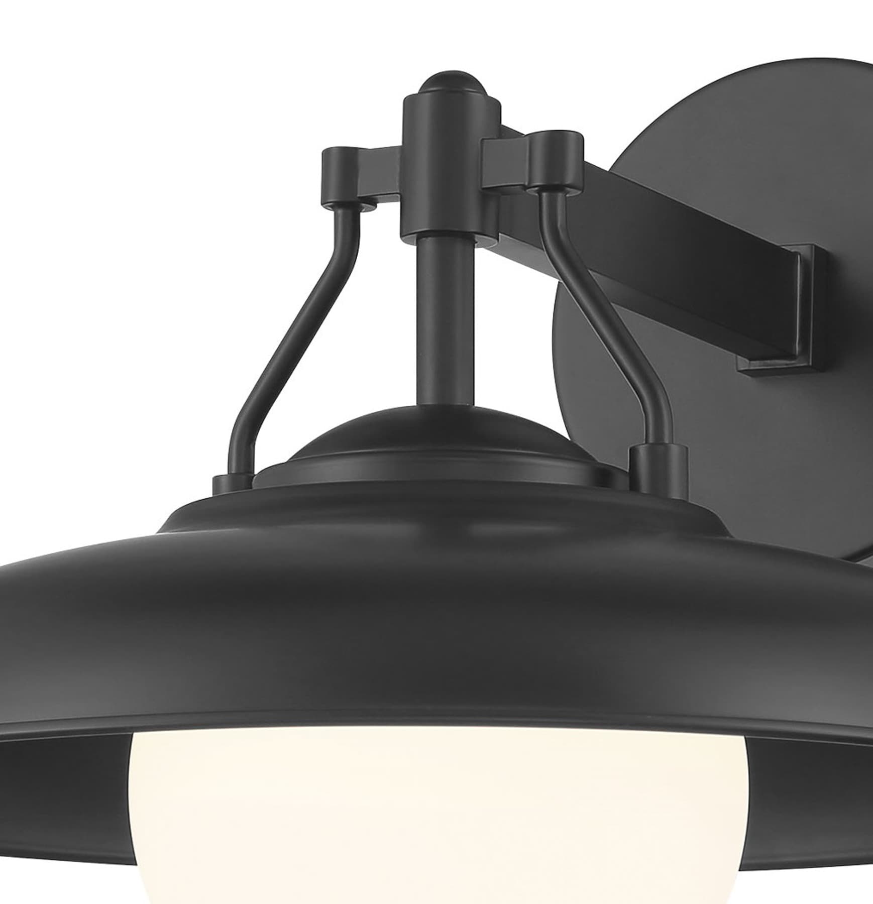 Coal Black Etched Opal Glass Outdoor Wall Sconce