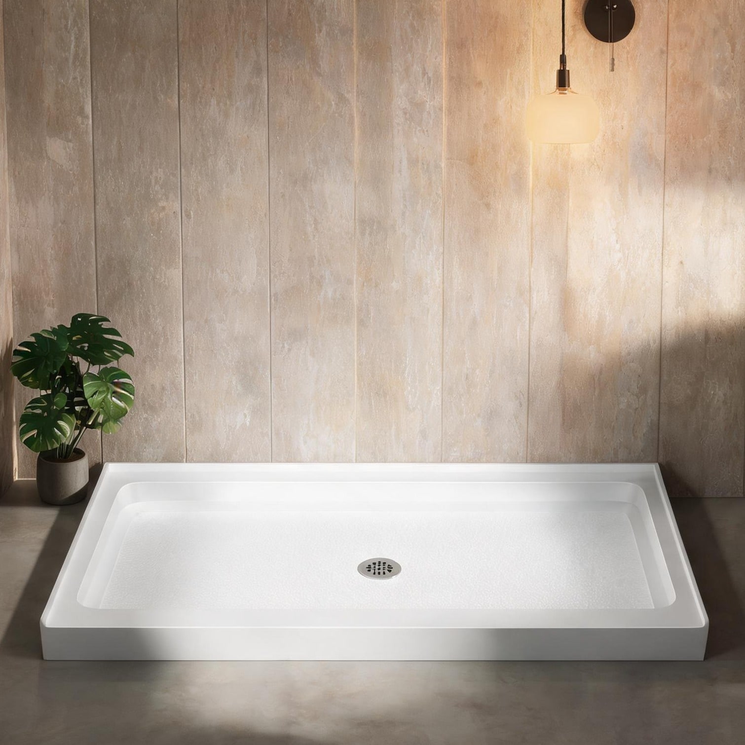 SunJet - 30 in Shower Bases and Pans with Storage in White Acrylic Bathroom 60 x 30 Inches