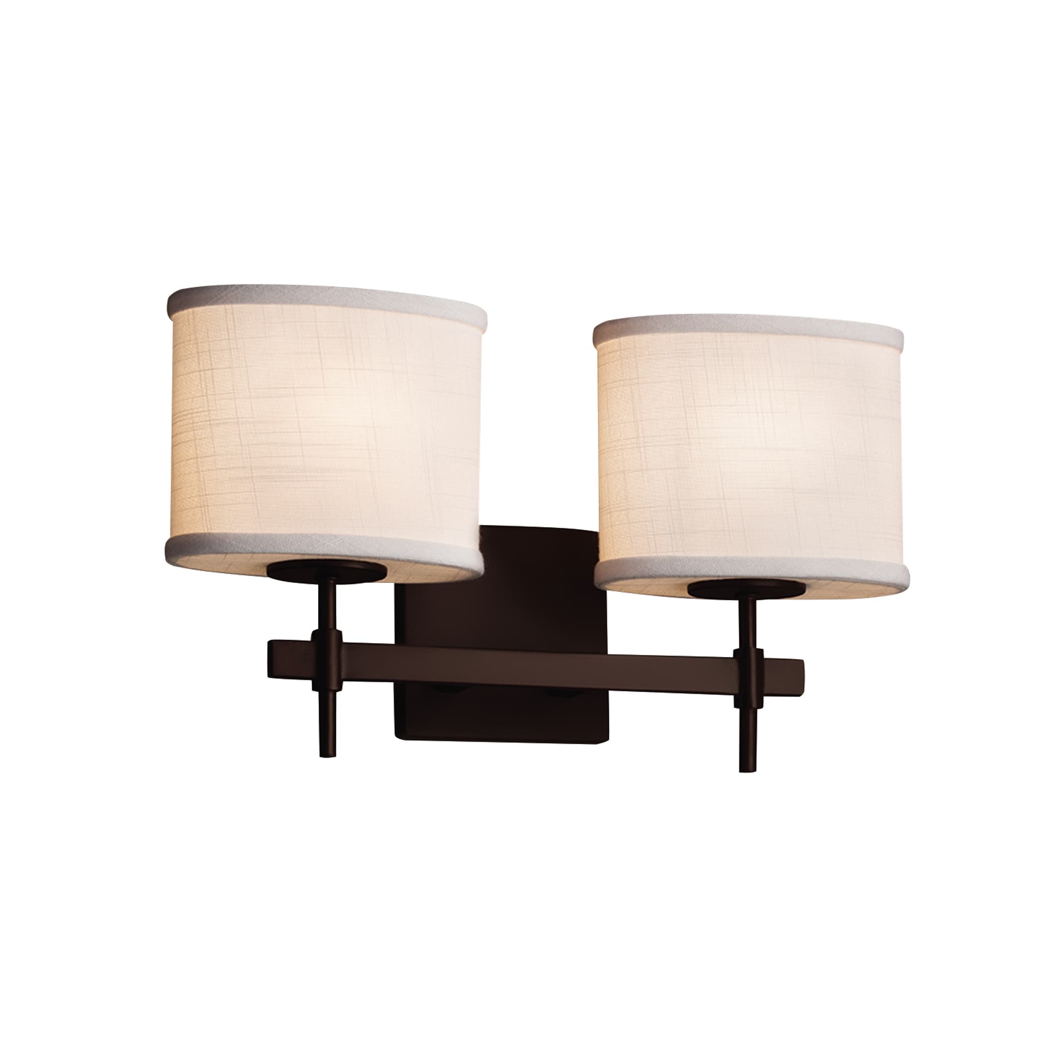 Justice Design Group FAB-8412-30-WH-DB-LD Textile 15.5-in 2-Light Dark Bronze LED Transitional Vanity Light