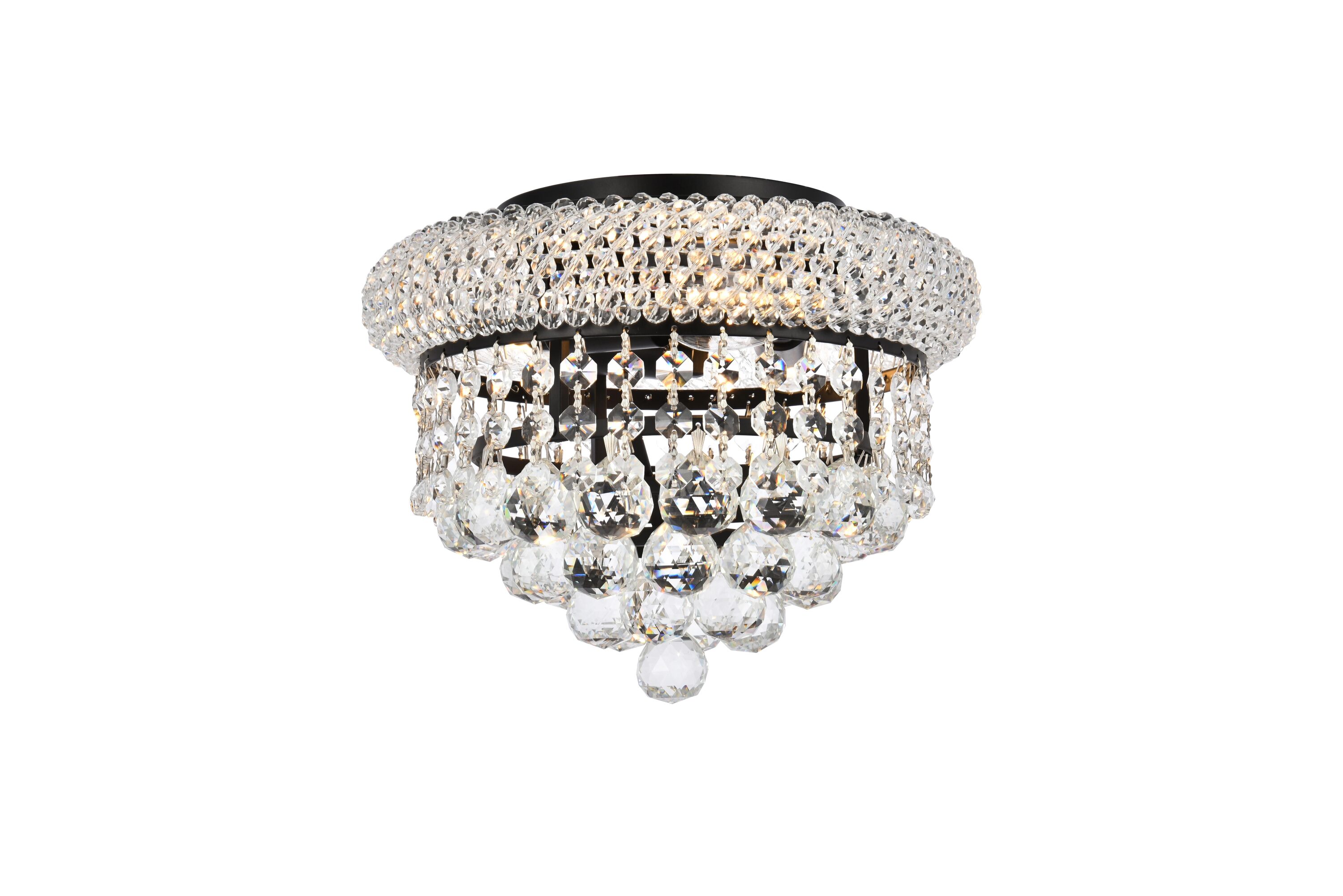 Primo 10-inch Matte Black and Clear Crystal Flush Mount Light