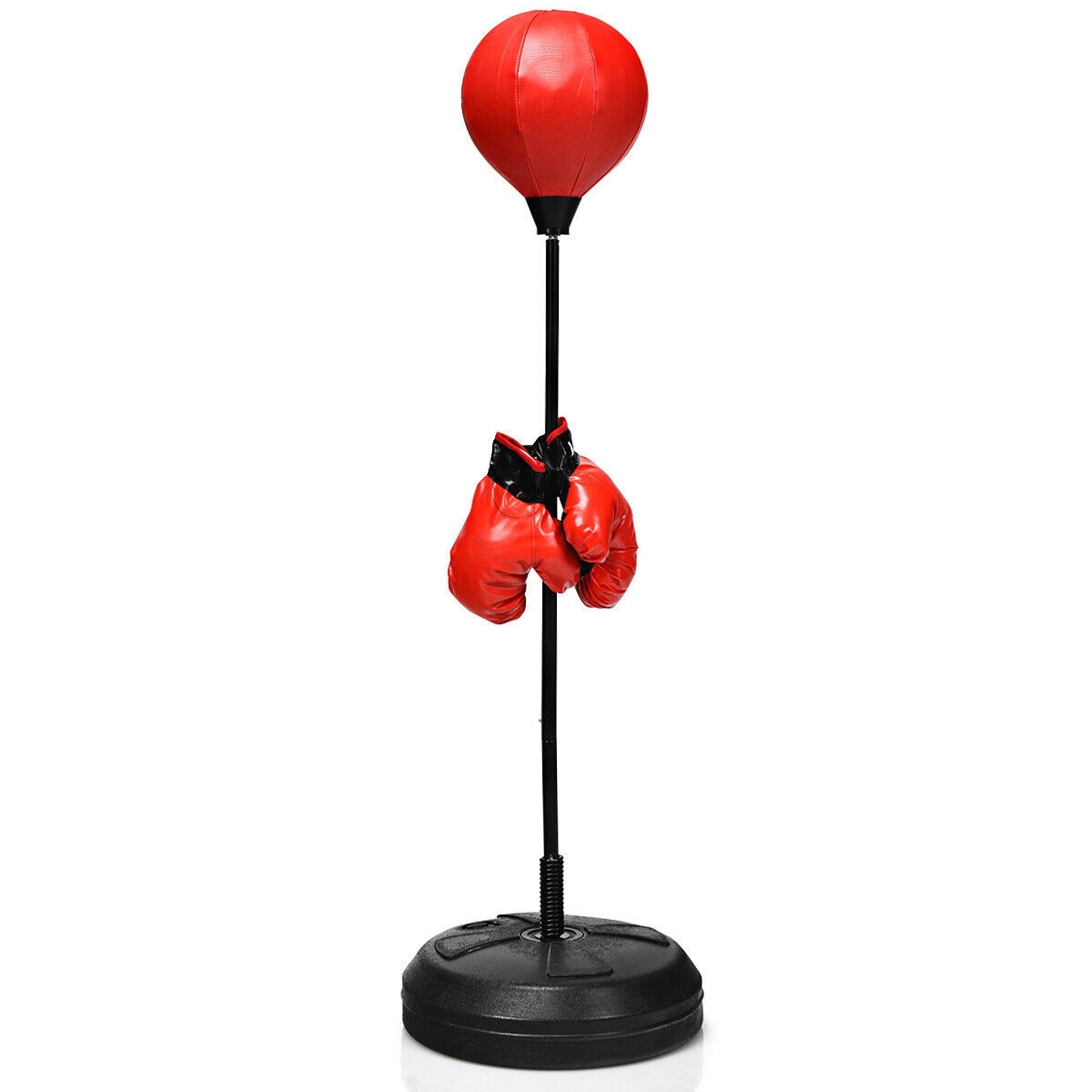 Slickblue Height Adjustable Punching Bag - 4.9-lb Boxing Equipment – Rebound Spring Water/Sand Fill Base for Kids and Adults Home Gym - Red/Blue