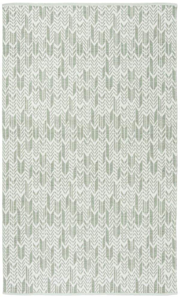 Safavieh MTK609G-5 Montauk Mazo 5 x 8 (ft) Cotton Light Green/Ivory Rectangular Indoor Coastal Area rug