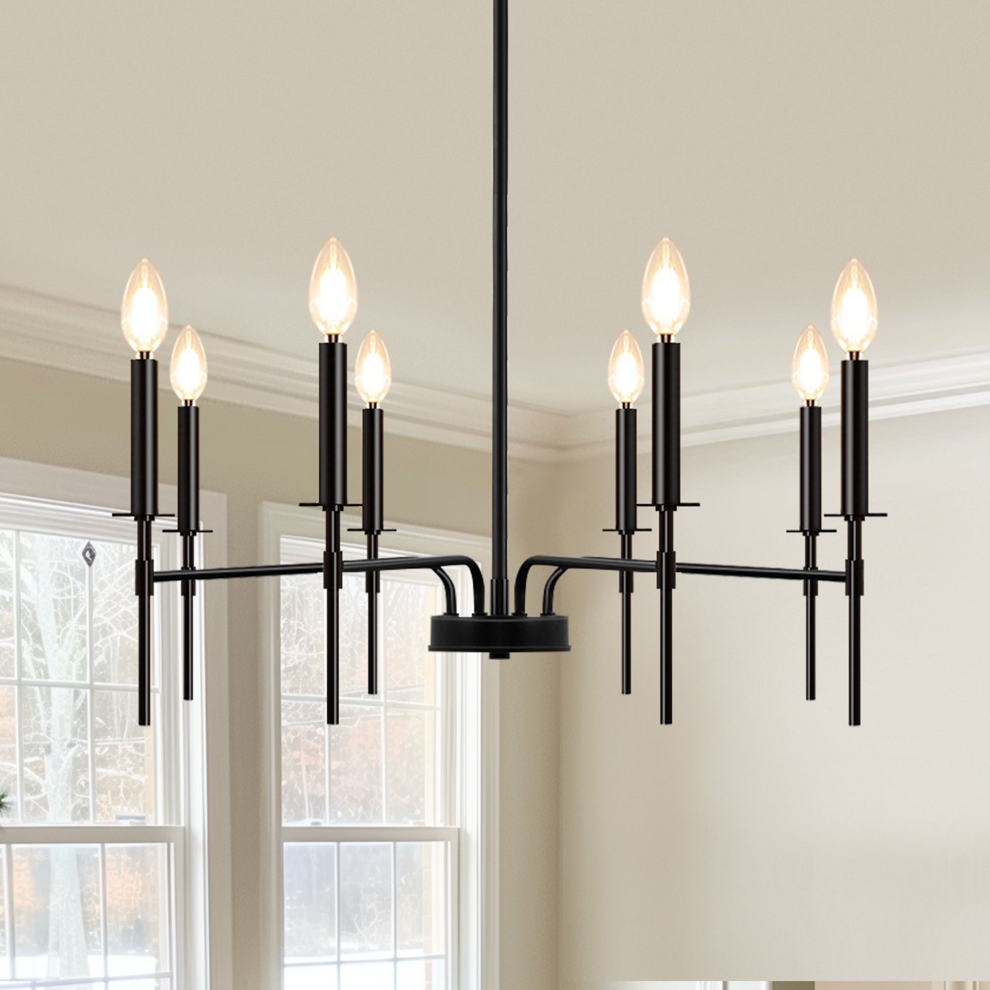YANSUN LA-WB11301BL-11 8 -Light Matte Black Industrial Bare bulb For Use in Bedrooms, Dining Rooms, Foyers, Kitchens, Living Rooms Chandelier