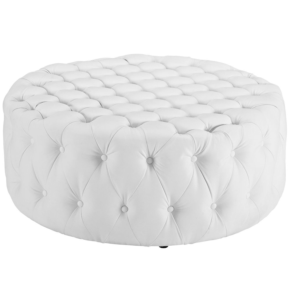 Modway - Amour Upholstered Vinyl Ottoman in White