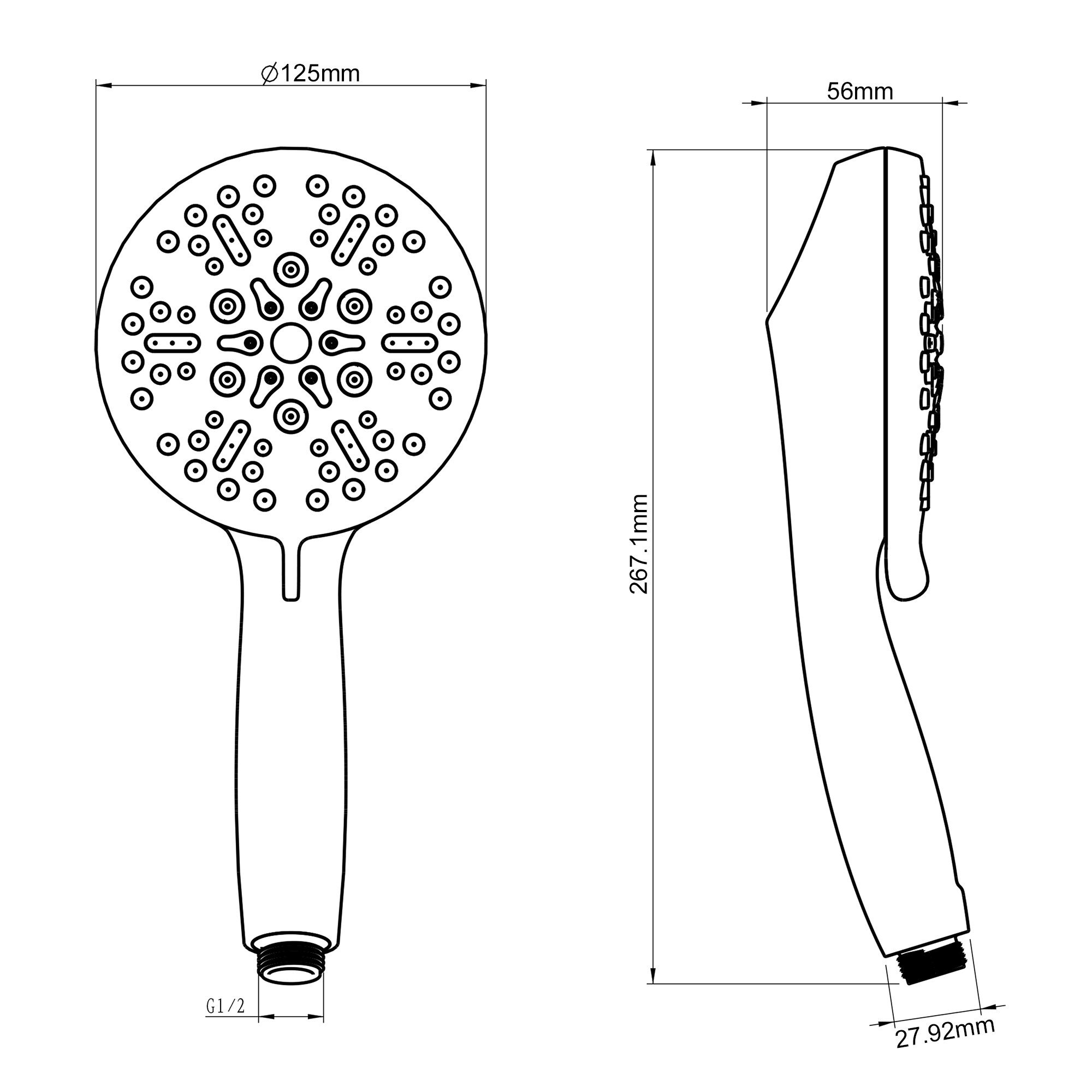 CASAINC Brushed Nickle Rain Fixed Shower Head 2.5-GPM (9.5-LPM)