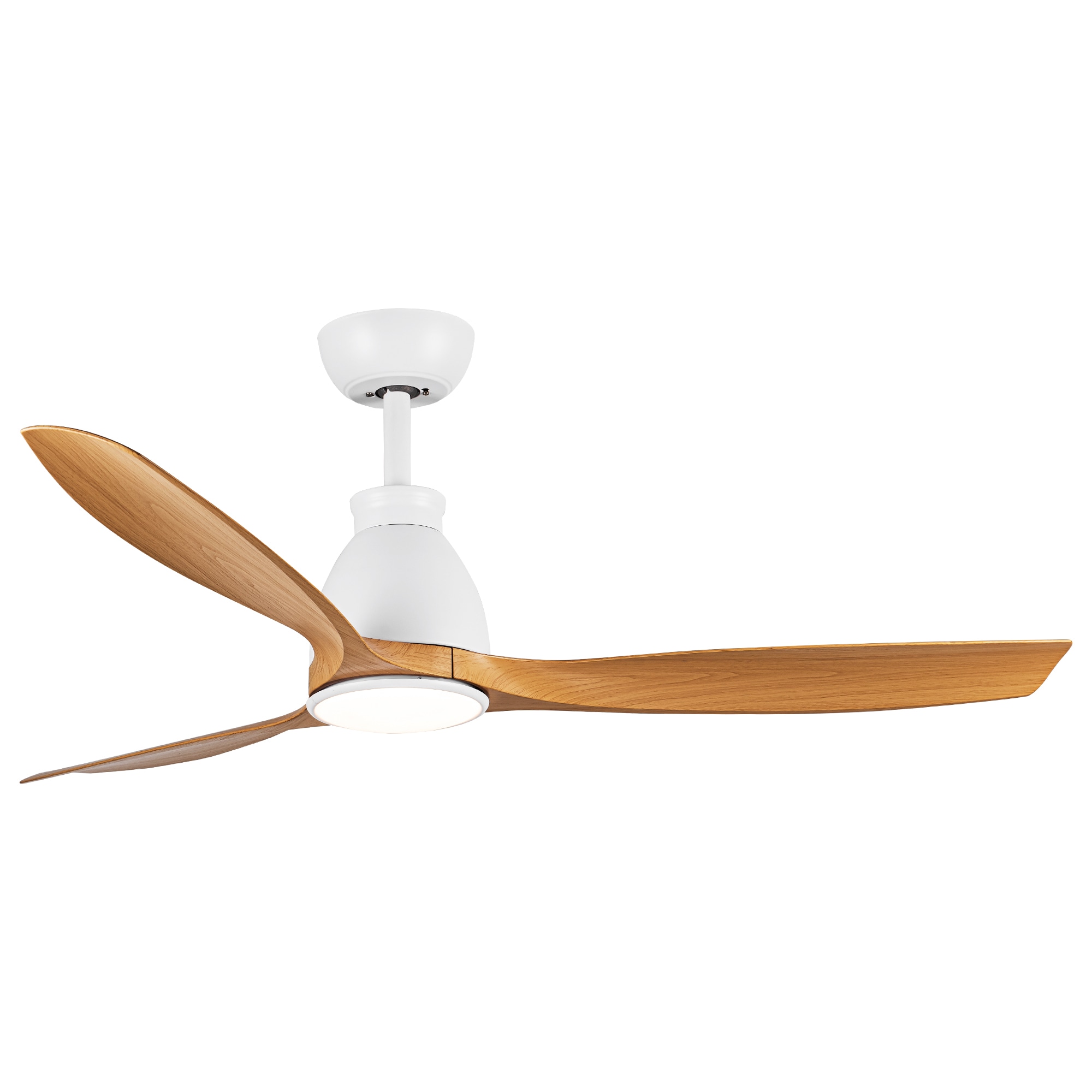 Kahomvis YUH-QPW1-6004 52-in Outdoor White with Walnut Blades Ceiling Fan With Light - Remote Included ( 3 -Blade )