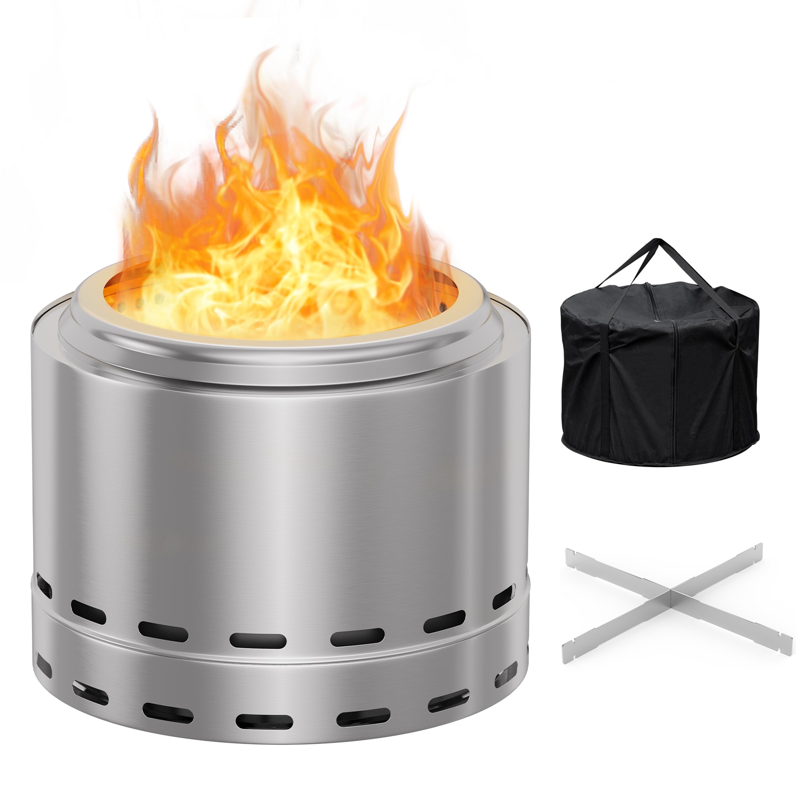 Runesay FRP-47 19.5-in W Stainless steel Round Portable Wood-Burning Fire Pit