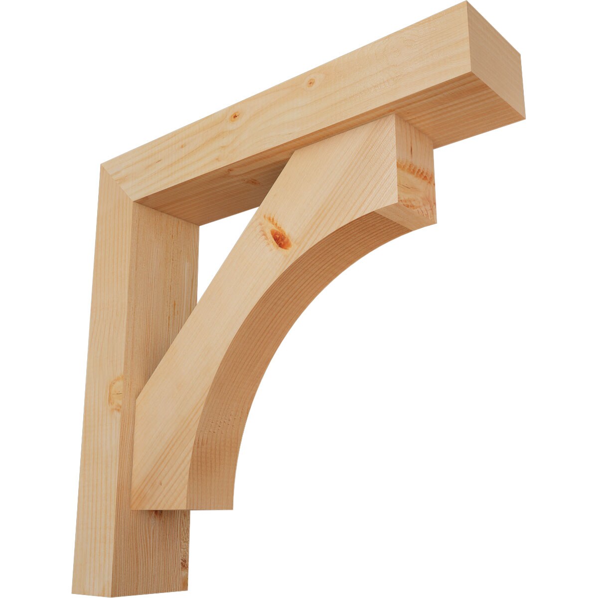 Ekena Millwork 1464649 Westlake Block Smooth Bracket with Offset Brace 5-1/2-in x 26-in x 26-in Douglas fir Brown Wood Standard bracket