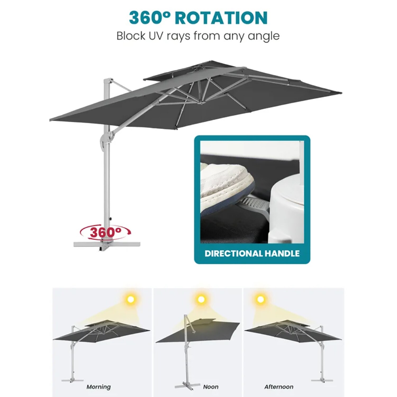 JEAREY 11-ft Steel Gray Offset Patio Umbrella In The Patio Umbrellas ...