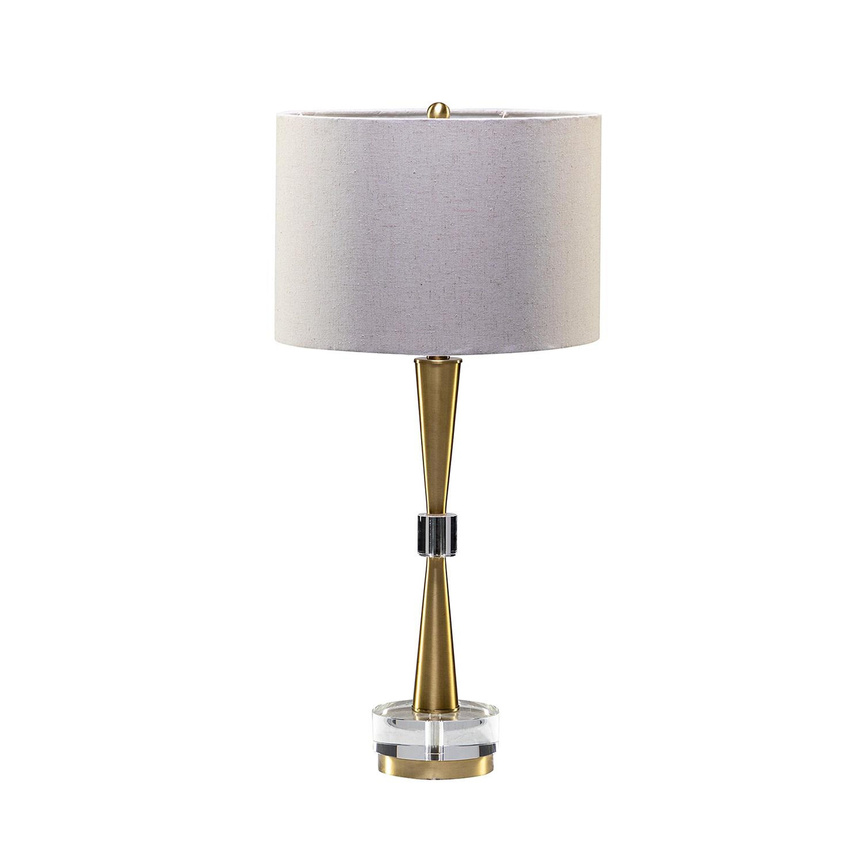 Bayfeve BFJSY-46A322 27-in Modern LED Table Lamp with Linen Blend Shade and Crystal Decorations