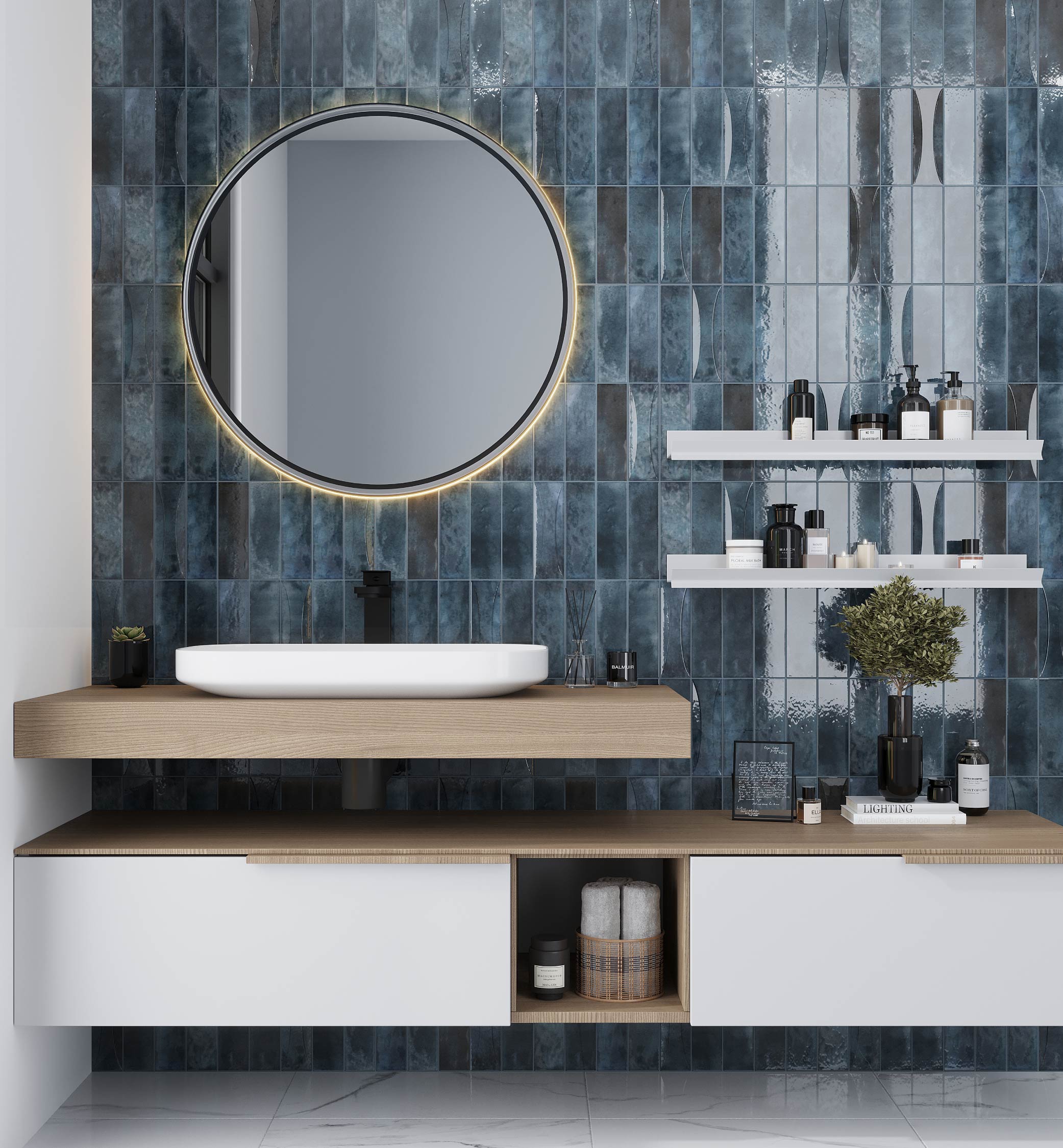 Antiek Glossy Blue Ceramic Subway Wall and Floor Tile
