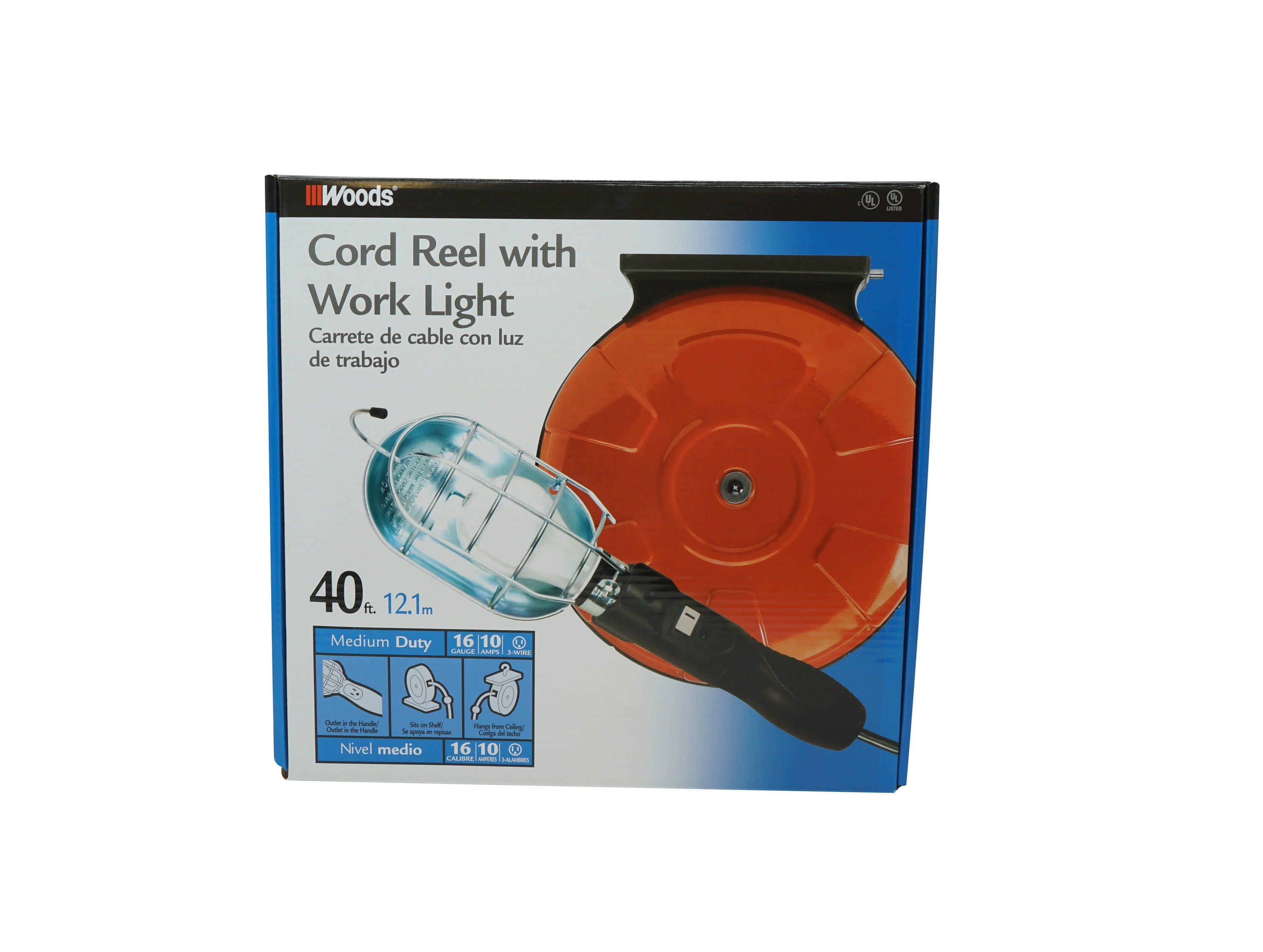 Southwire 75-watt 40 Ft. 16/3 Sjtw Incandescent Guarded Trouble Work Light  with Retractable Cord Reel in the Extension Cord Accessories department at