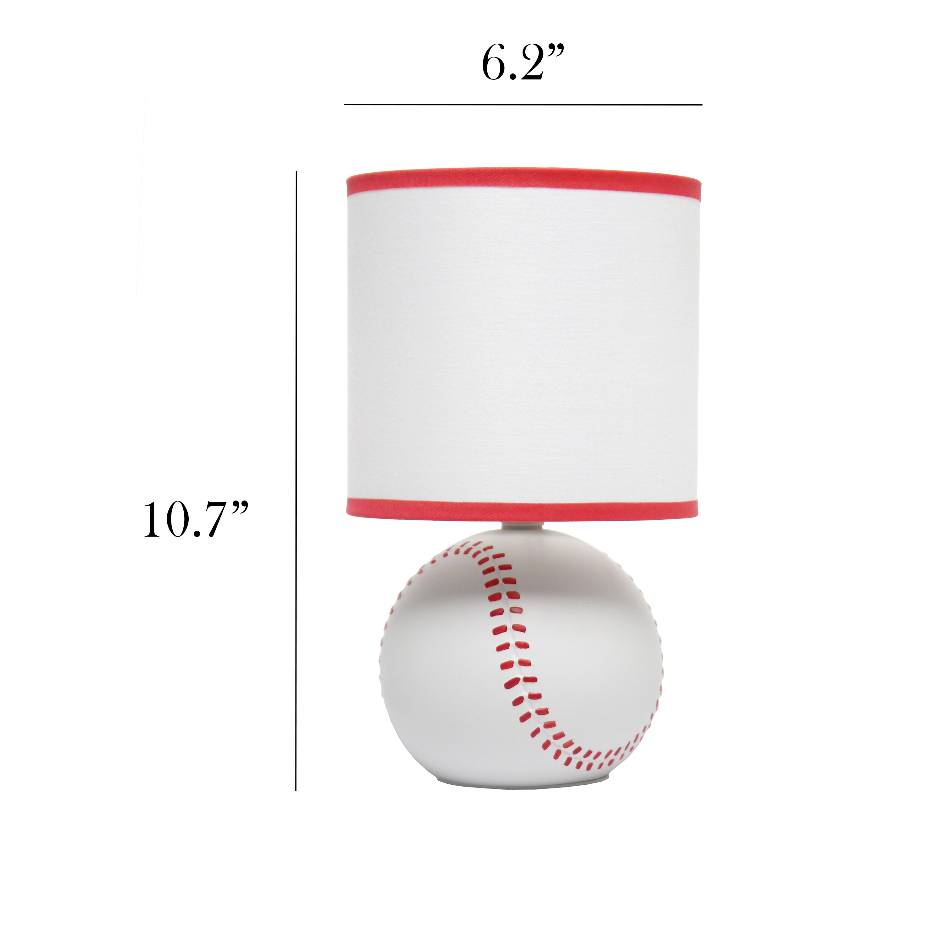 White and Red Mini Baseball Table Lamp for Kids Room