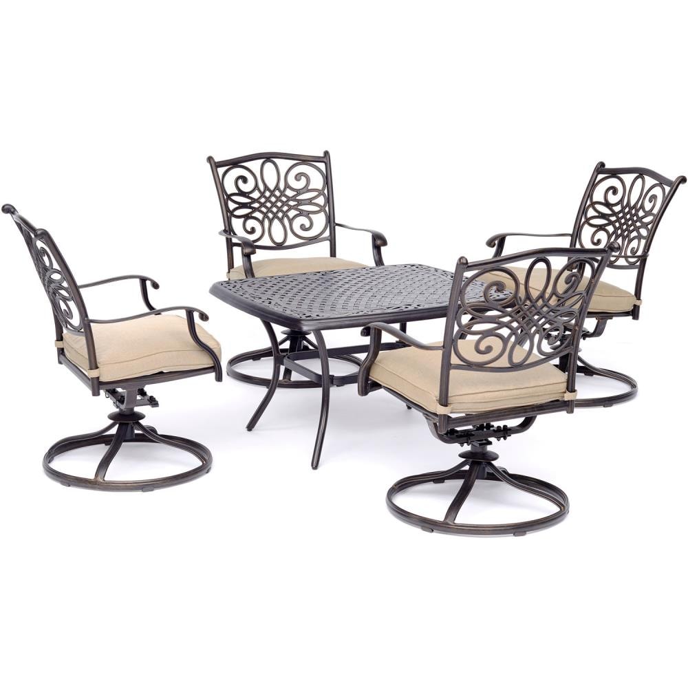 Hanover TRAD5PCCTSW4-TAN Traditions 5-Piece Patio Conversation Set with Tan Cushions