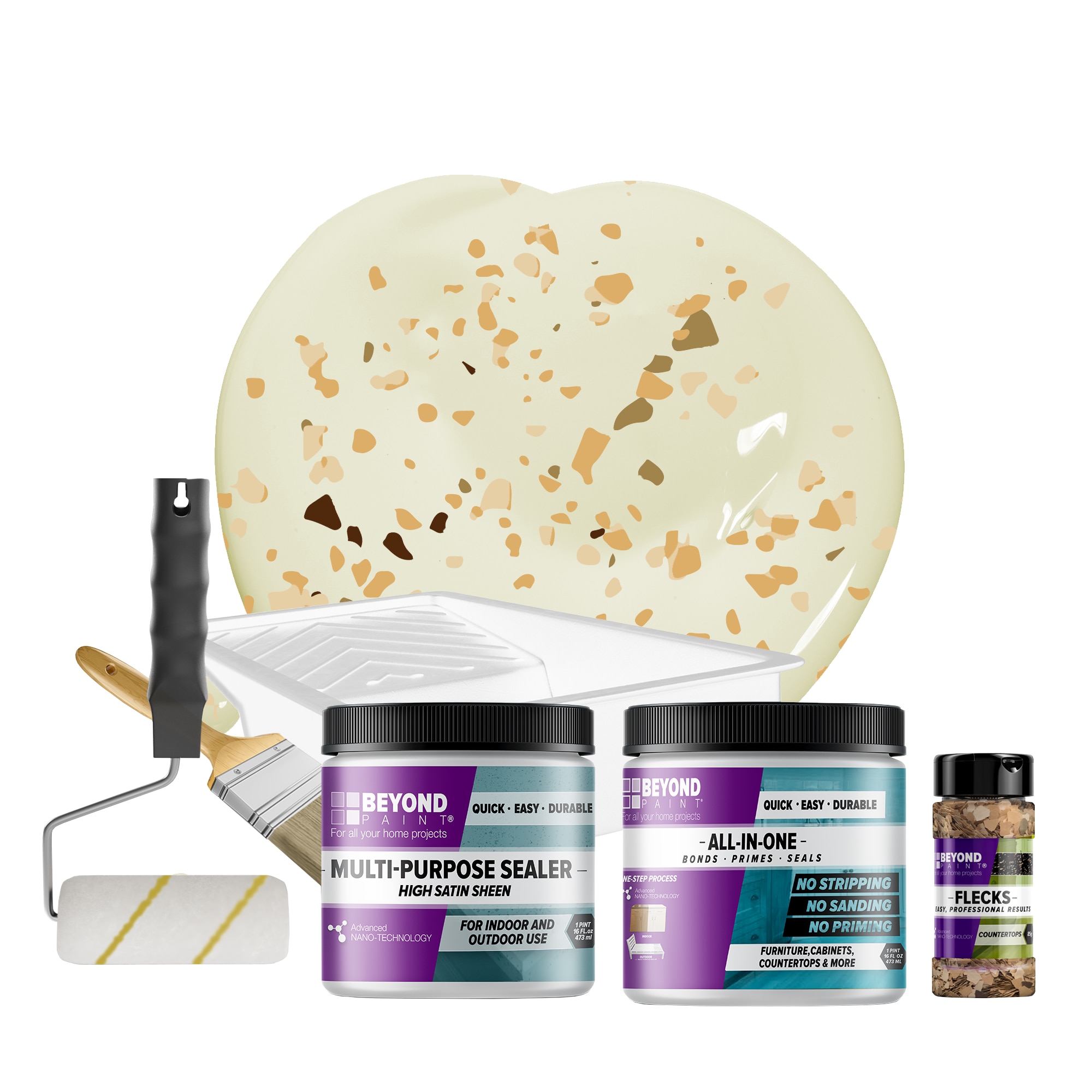 Beyond Paint BP43 Countertop and Multi-Surface Autumn Countertop Fleck Kit in Off white Flat Countertop Refinishing kit