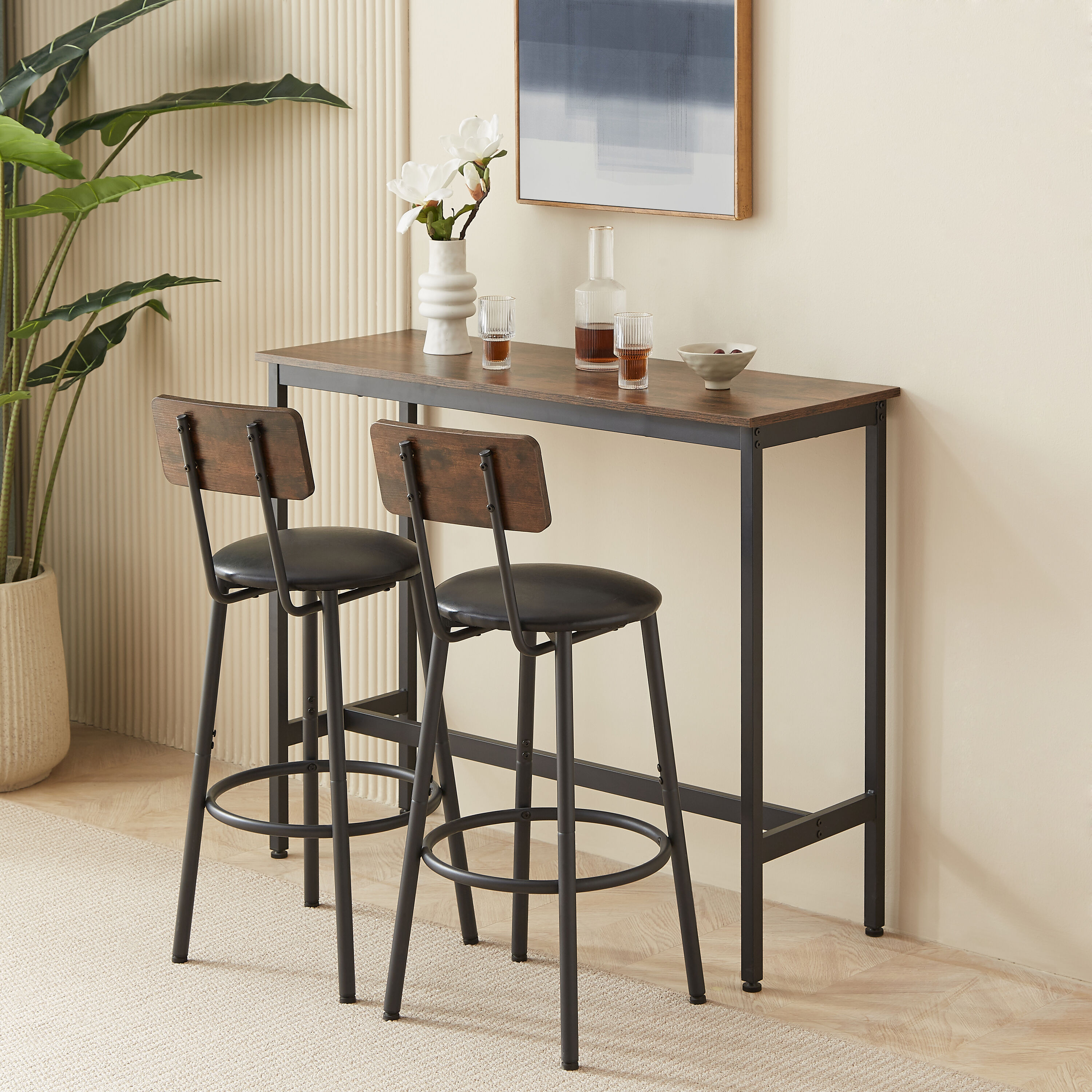 Bayfeve BF-144762-IN Rustic Brown Contemporary/Modern Dining Room Set with Rectangular Table ( Seats 2 )