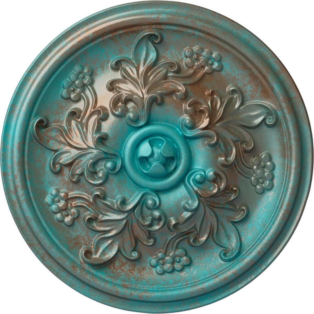 Ekena Millwork CM14KTCGS Katheryn 14.5-in W x 14.5-in L Painted Copper Green Patina Polyurethane Whole Ceiling Medallion