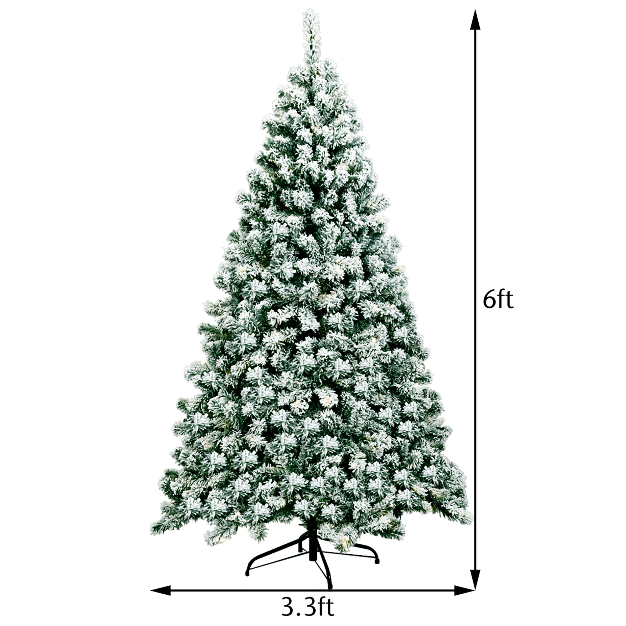 Goplus 6-ft Pre-lit Flocked Silver Artificial Christmas Tree with LED ...