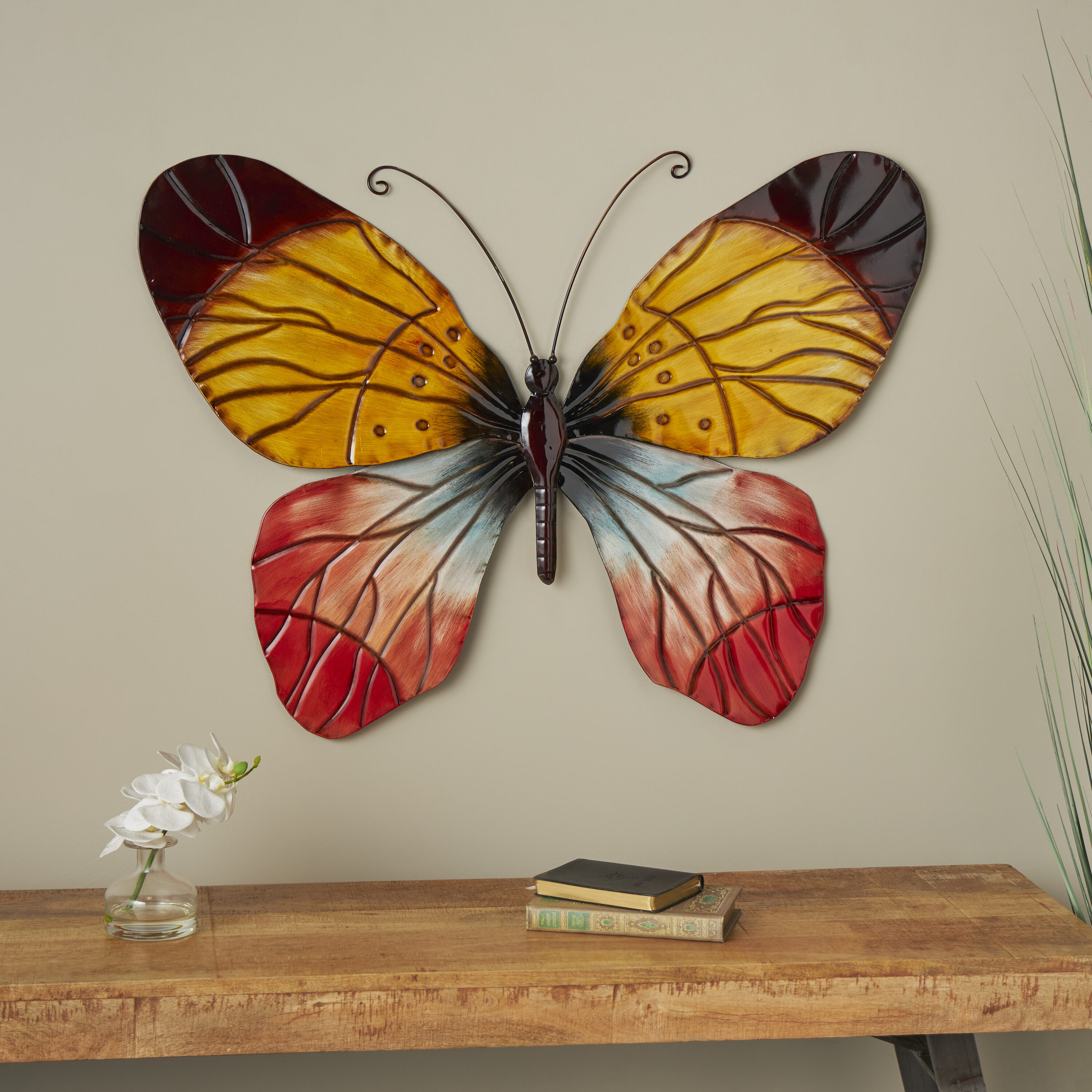 Grayson Lane 64263 36-in W x 27-in H Metal Indoor/Outdoor Butterfly Animals Wall sculpture