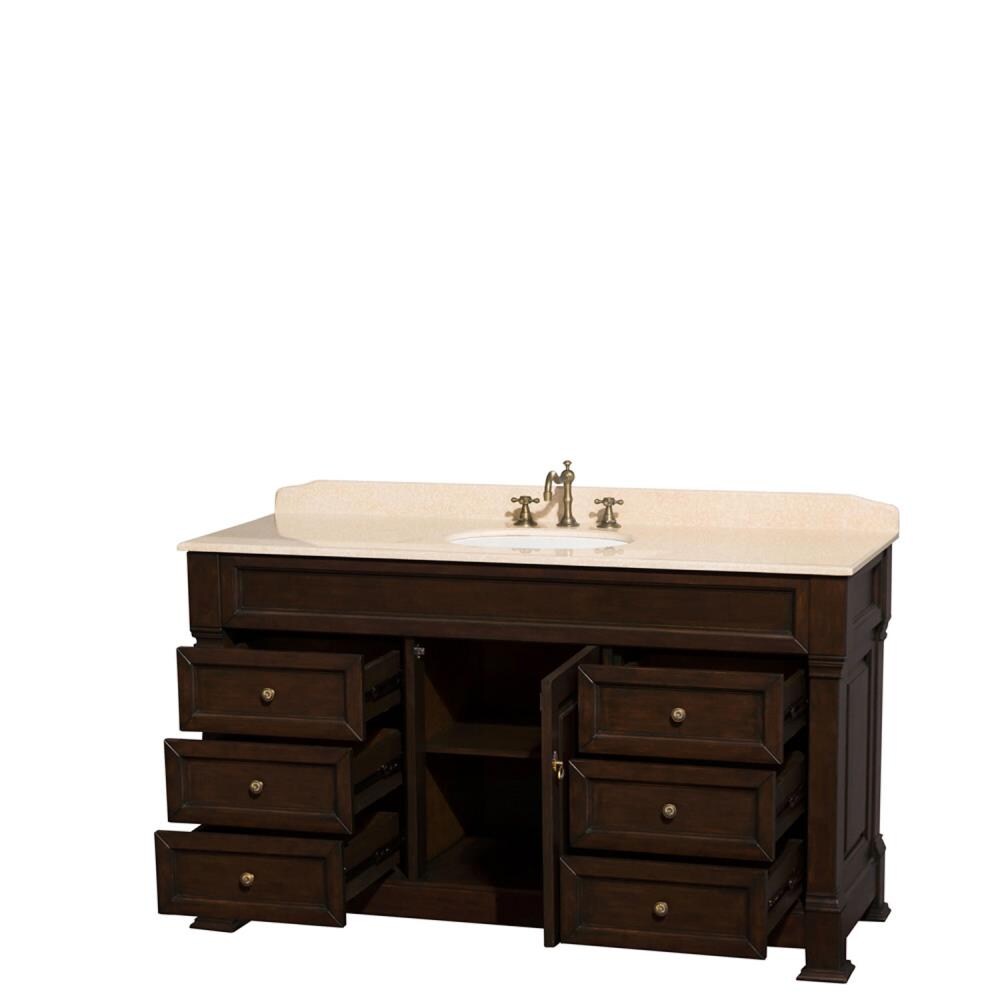 Wyndham Collection Andover 60 In Dark Cherry With Antique Bronze Trim Undermount Single Sink