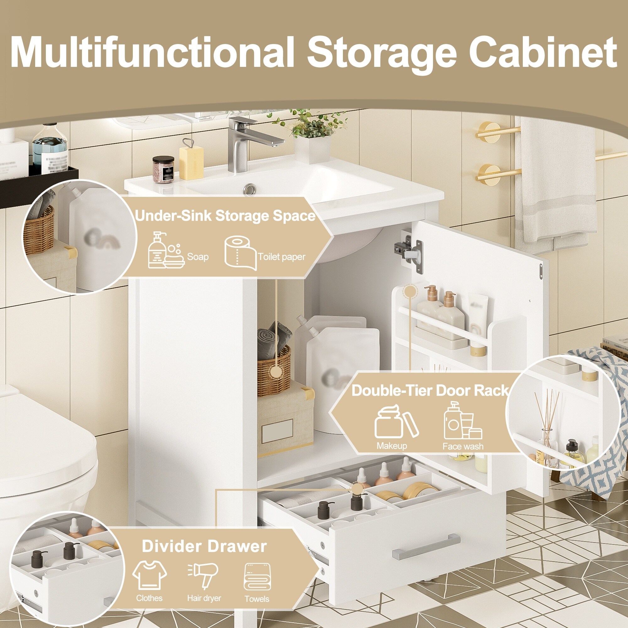 Homy Casa BVQQ-W20-WH Bath-Vanity-Combo - View #7