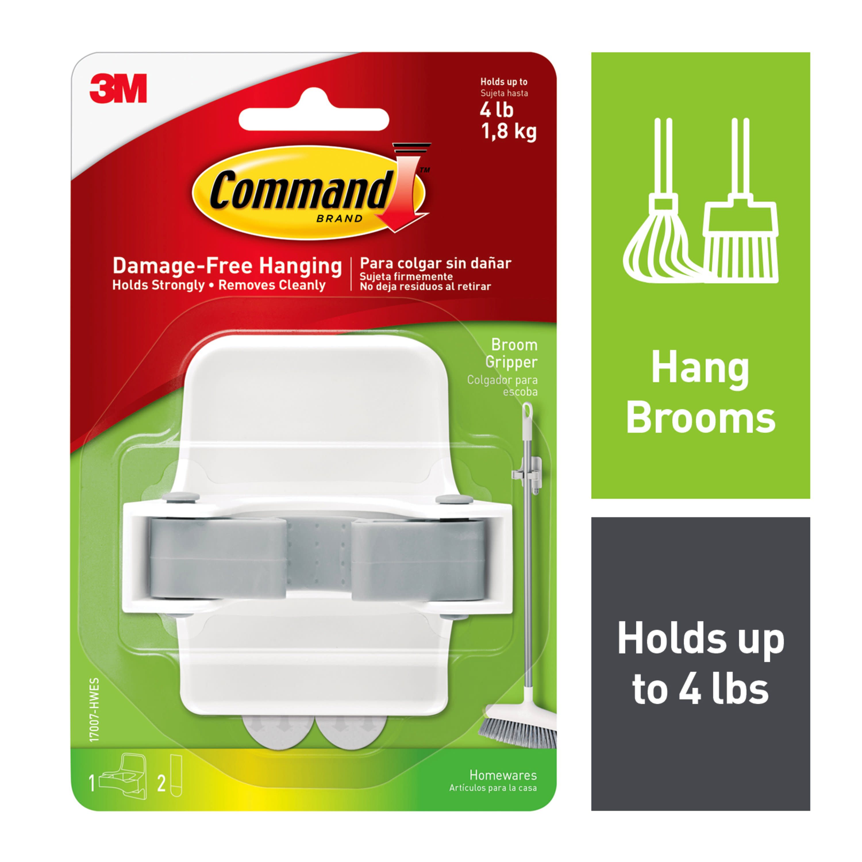 Command White Adhesive Broom Gripper (4-lb Capacity) in the Utility Hooks &  Racks department at