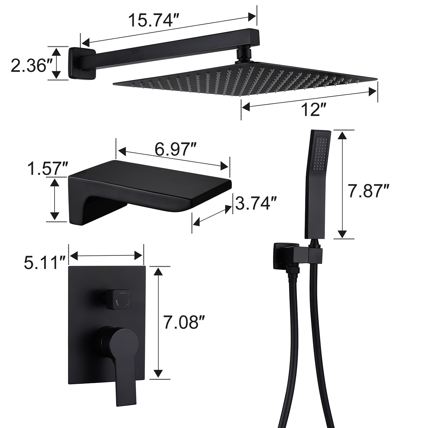 Cobbe SSF0212B Showerhead-Bar-Panels - View #4