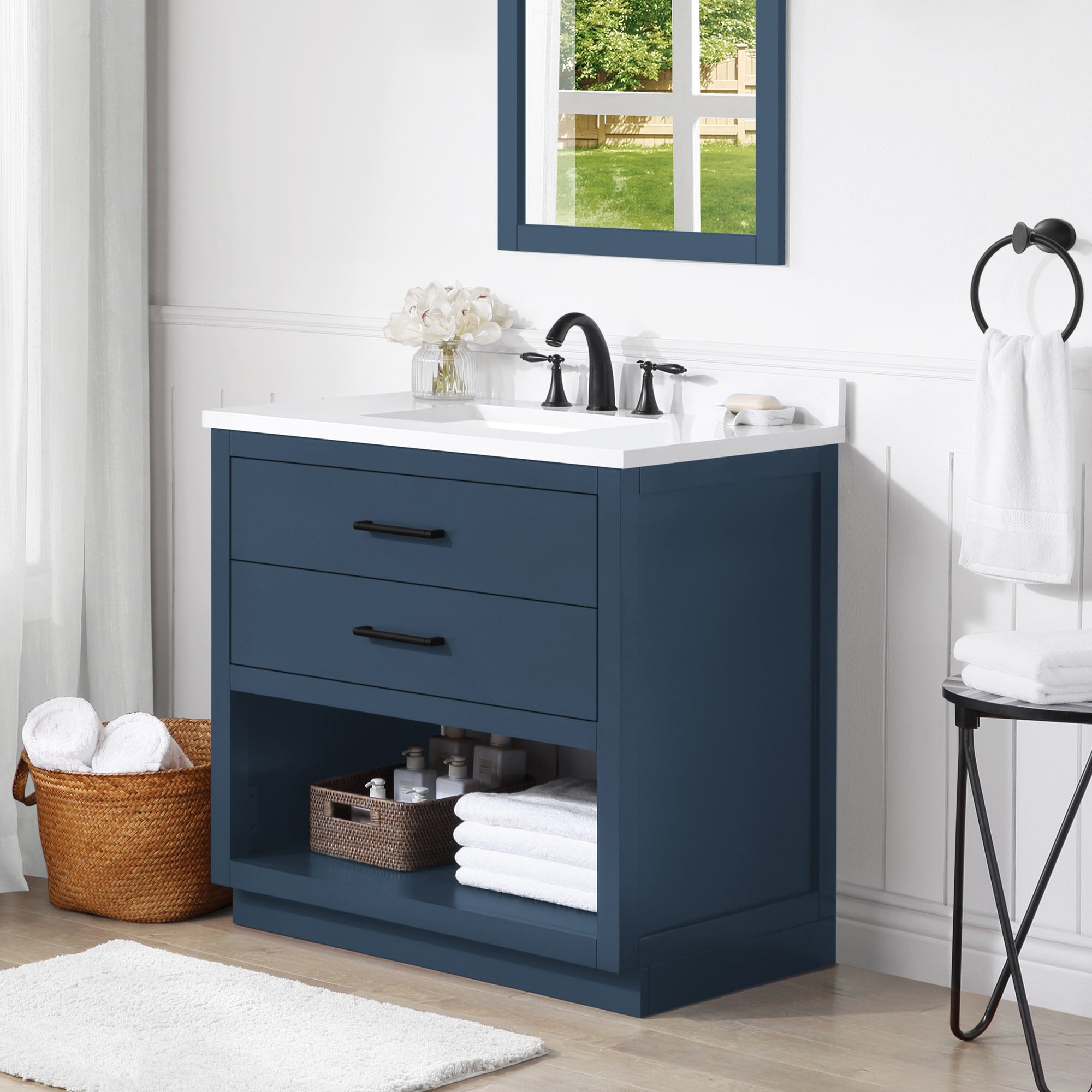 OVE Decors Rider 36-in Grayish Blue Undermount Single Sink Bathroom ...